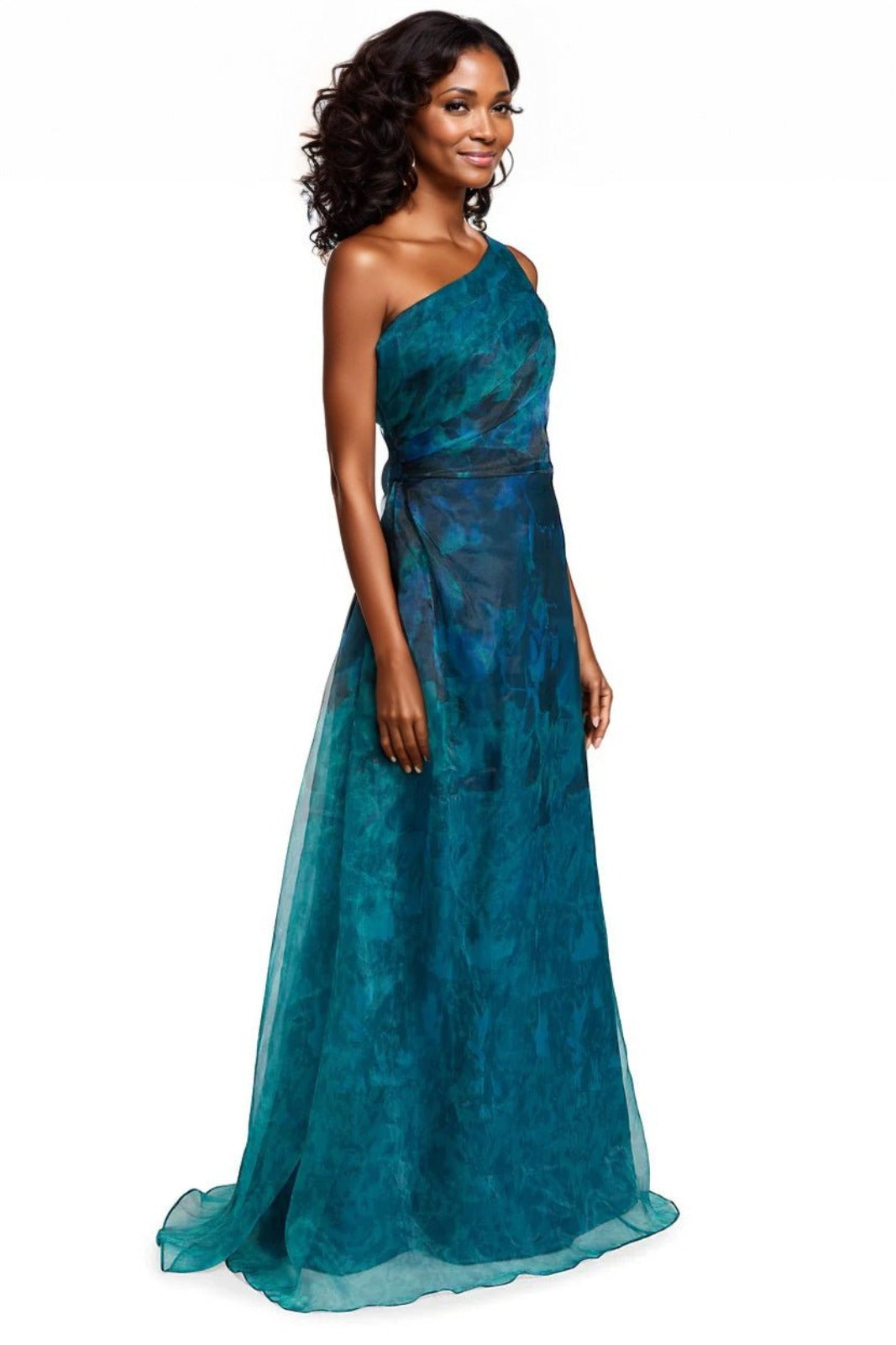 One Shoulder Organza Gown (HALLANDALE STOCK) Gown Rene Ruiz Collection