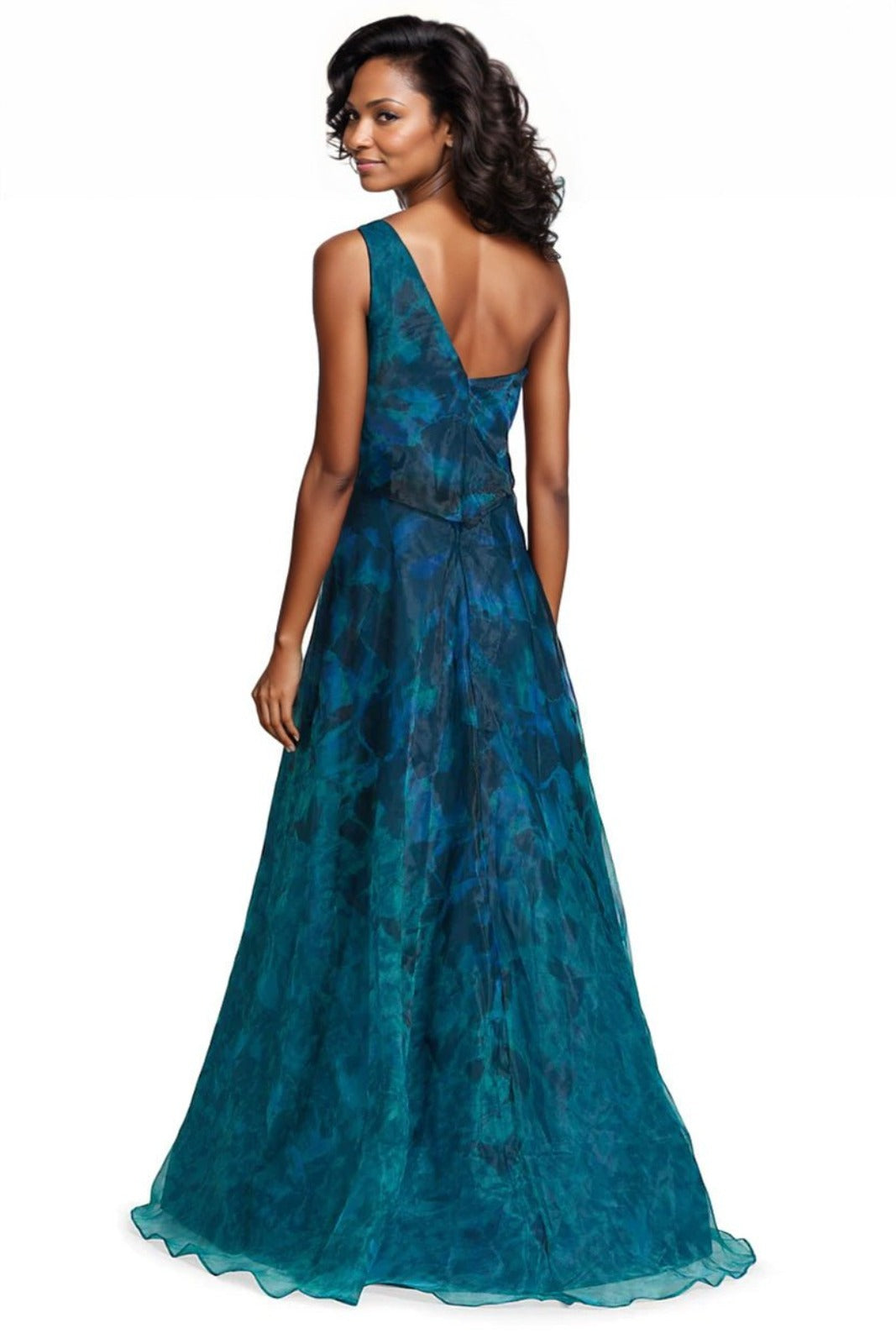 One Shoulder Organza Gown (HALLANDALE STOCK) Gown Rene Ruiz Collection