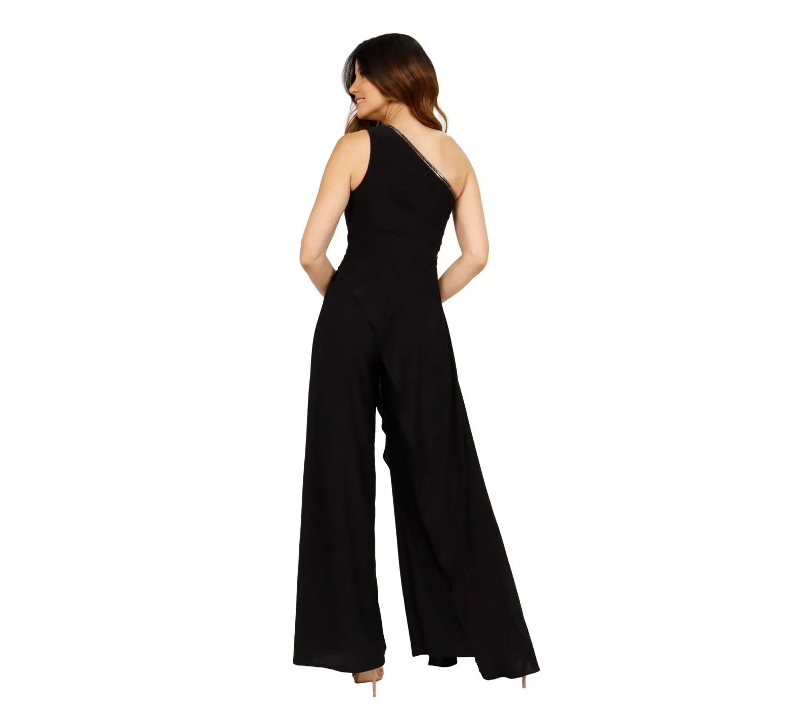 One Shoulder Crystal Jumpsuit Jumpsuit Rene Ruiz Collection