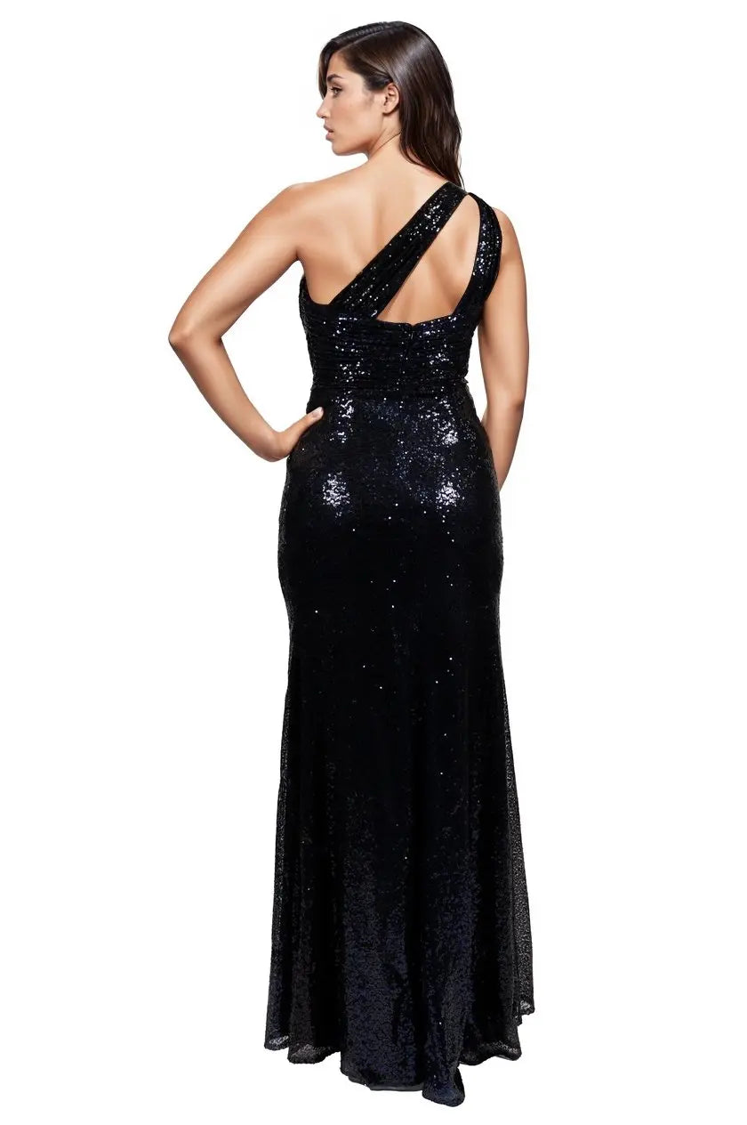 One Shoulder Draped Sequin Gown