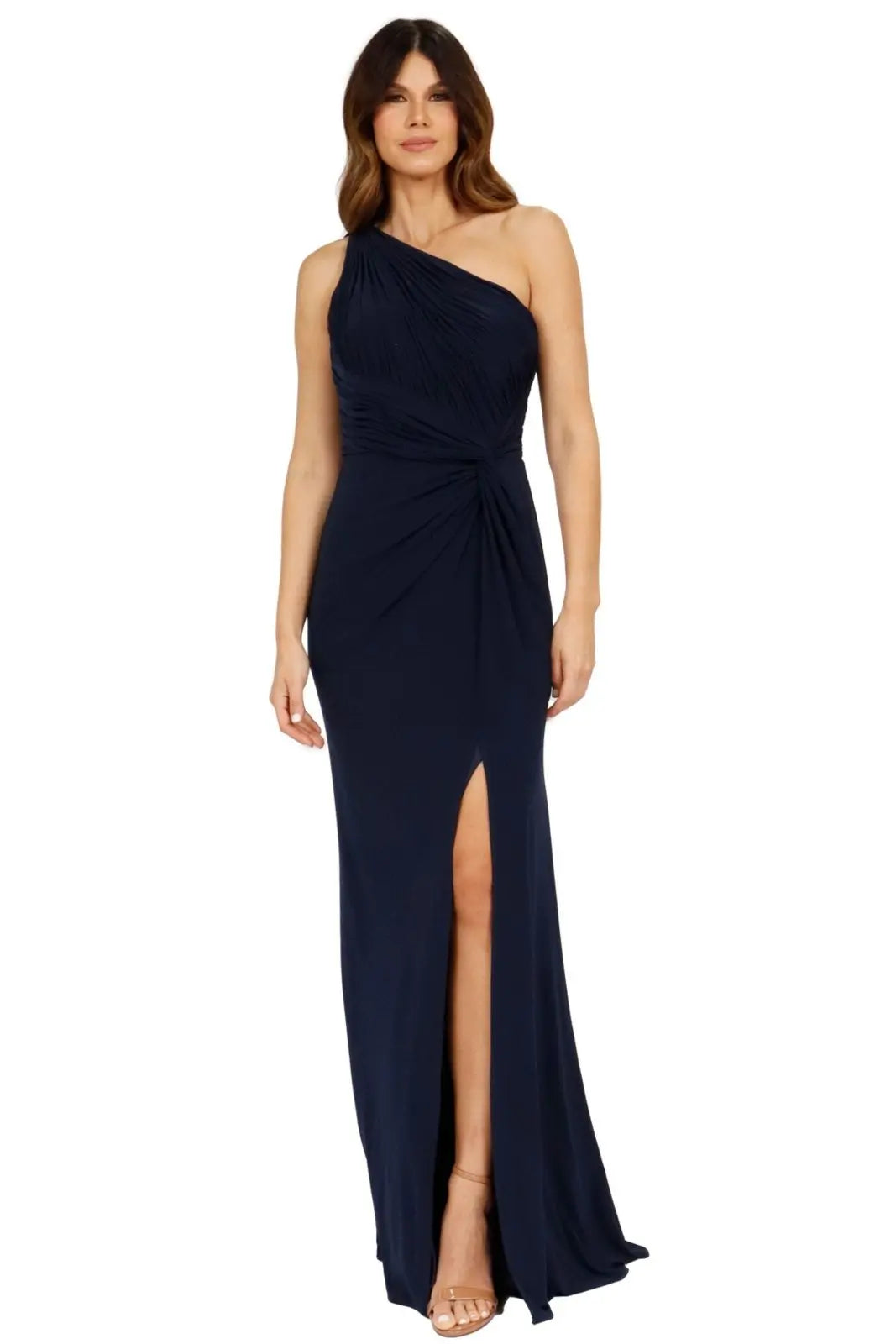 One Shoulder Long Dress Gown Rene Ruiz Collection 2 Blue