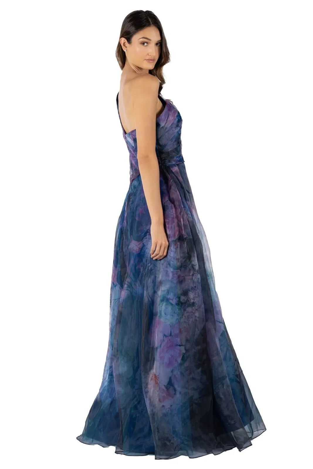 One Shoulder A - Line Organza Gown Gown Rene Ruiz Collection
