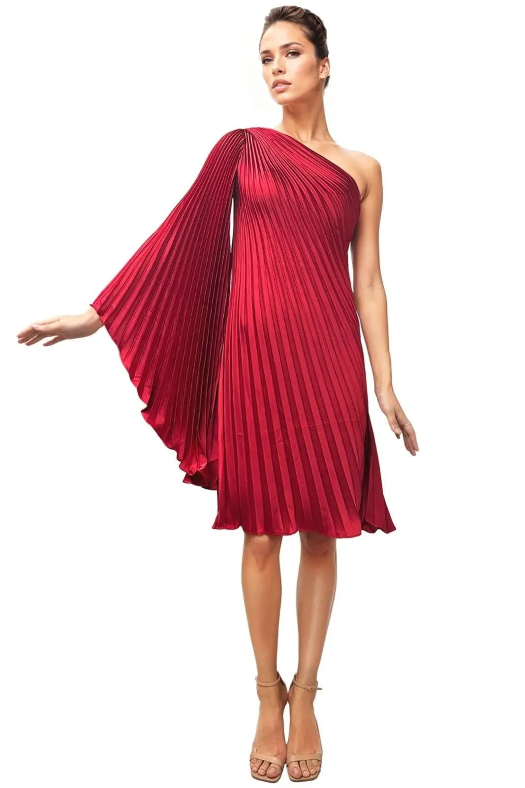 One Shoulder Pleated Cocktail Cocktail Rene Ruiz Collection