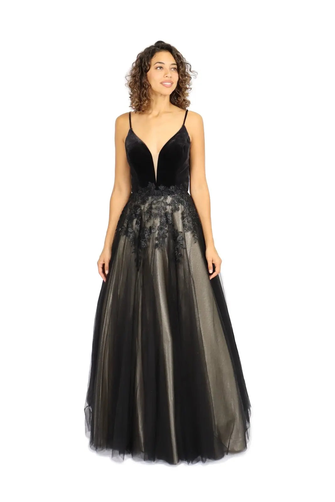 Plunging A-line Gown