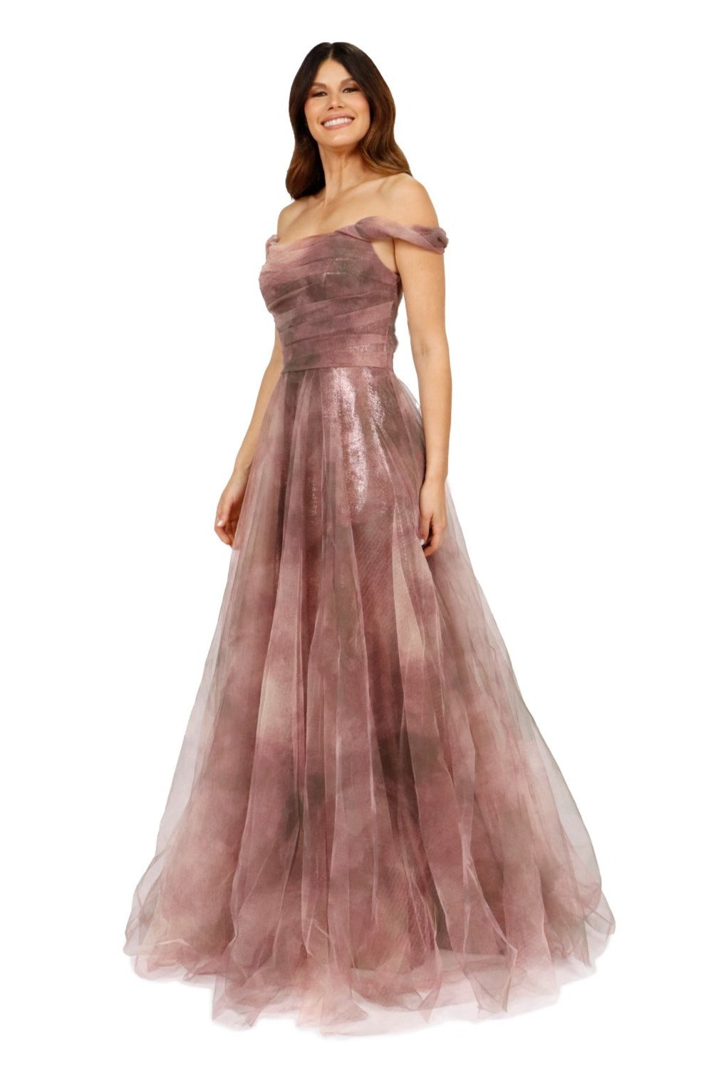 Printed Off The Shoulder Gown