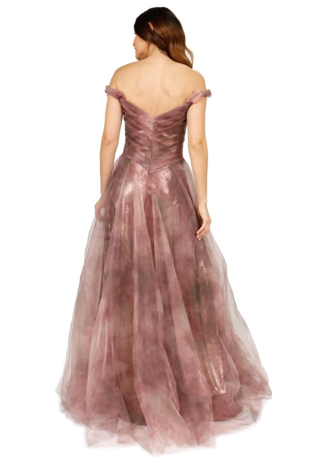 Printed Off The Shoulder Gown
