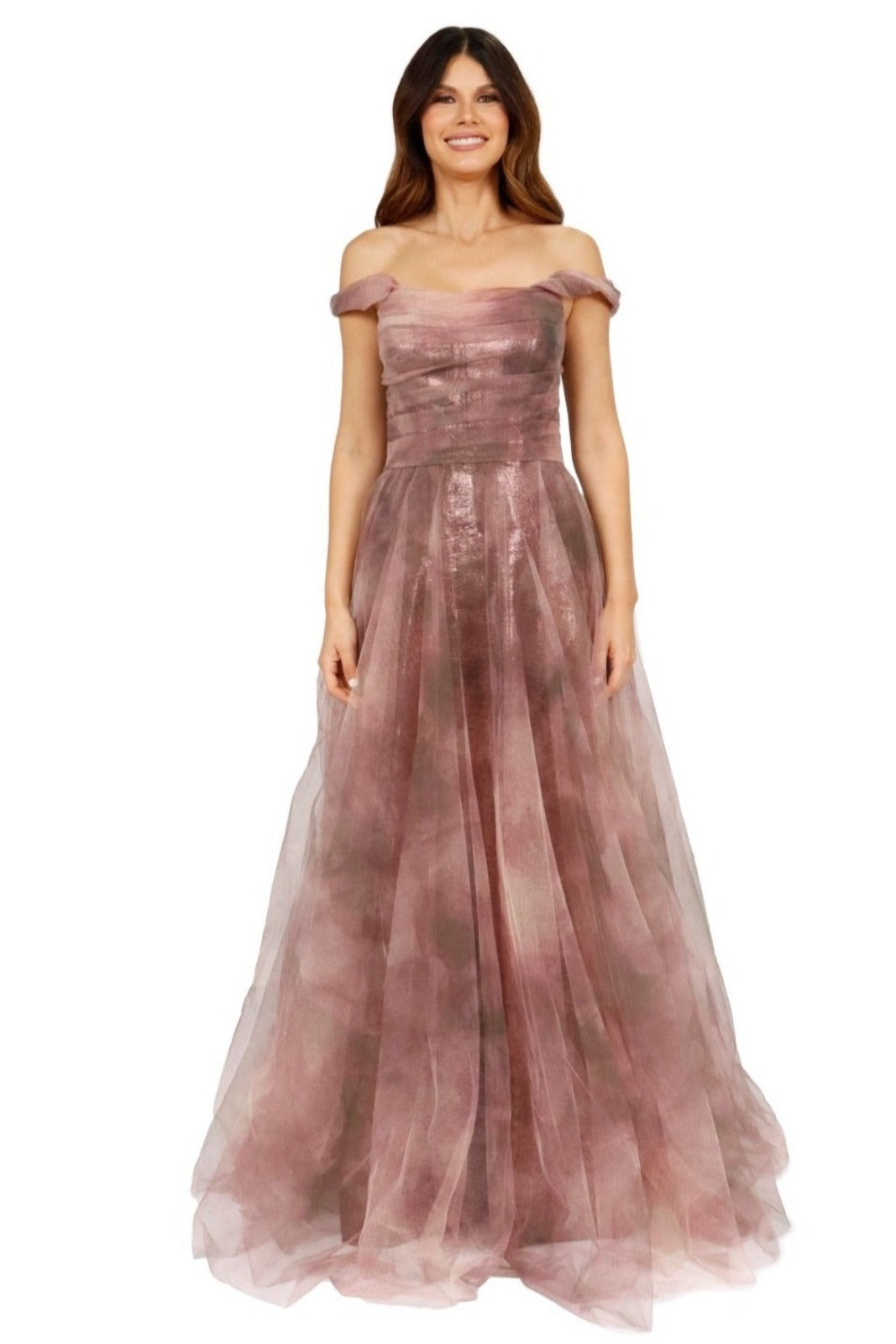 Printed Off The Shoulder Gown