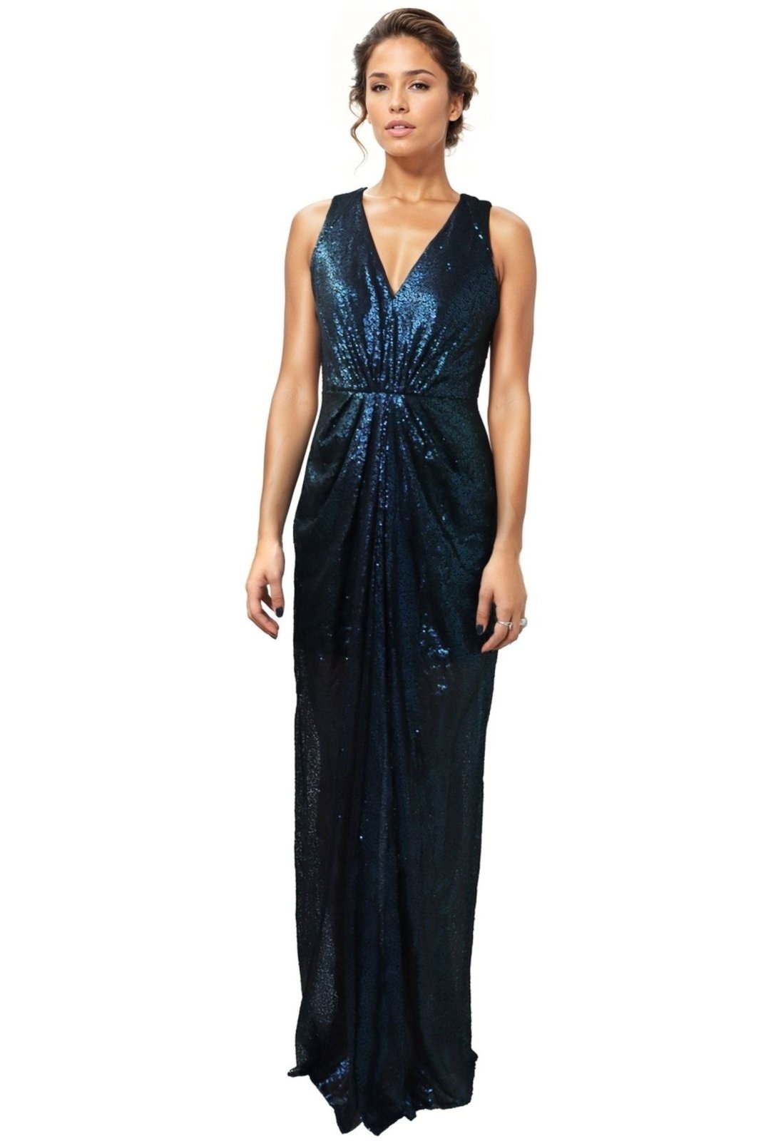 Sleeveless V-neck Sequin Gown