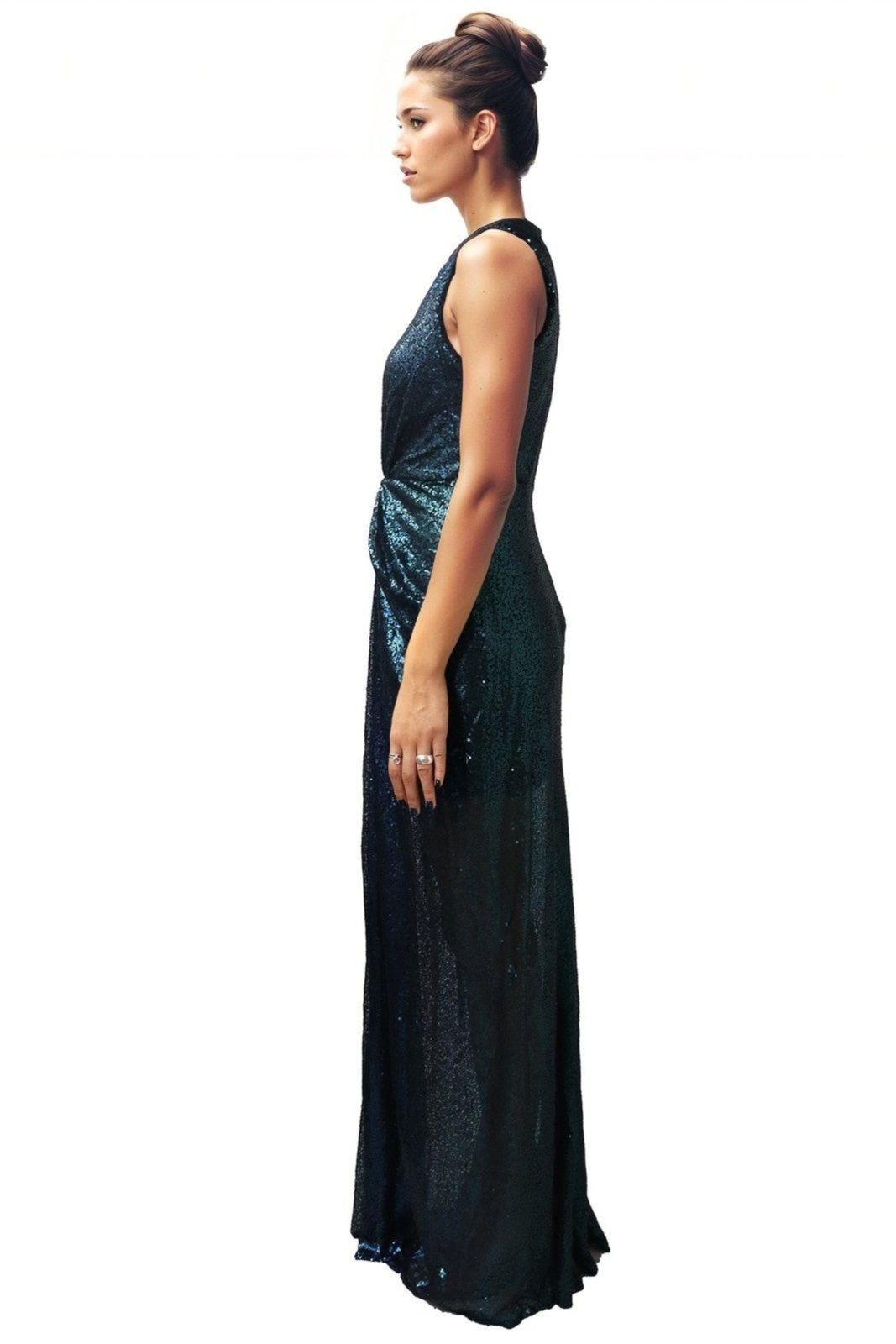 Sleeveless V-neck Sequin Gown