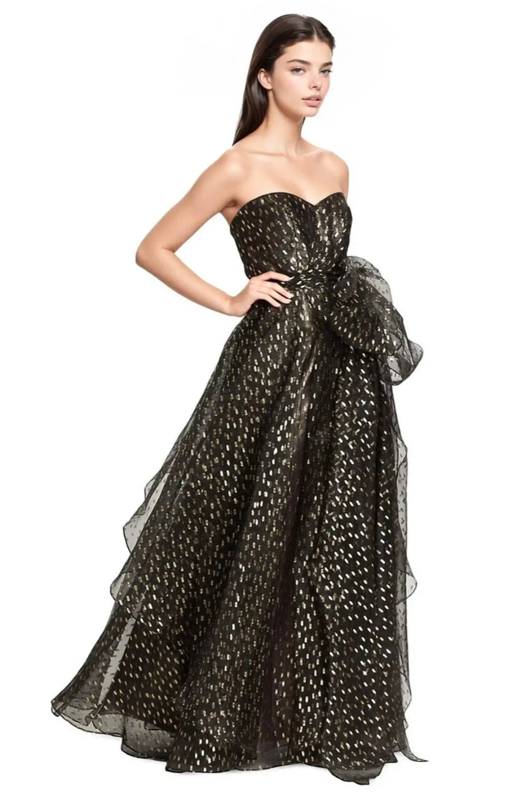 Strapless A-Line Gown with Belt