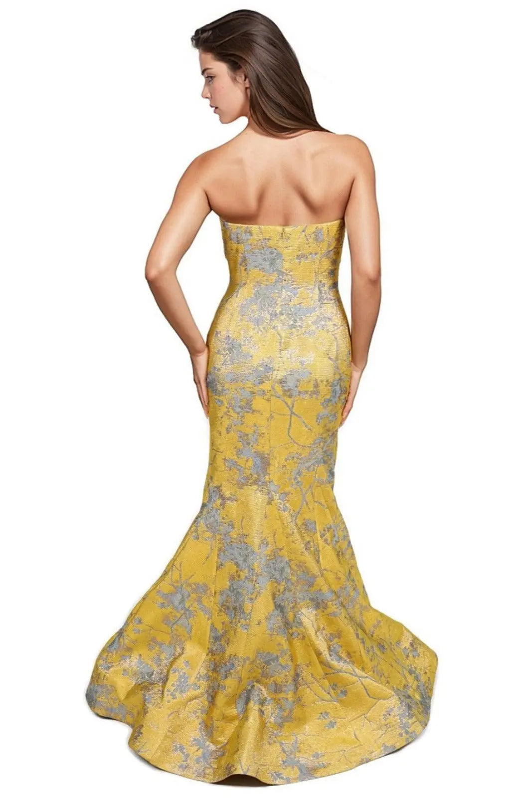 Strapless Fit and Flare with Bow Detail Gown Rene Ruiz Collection