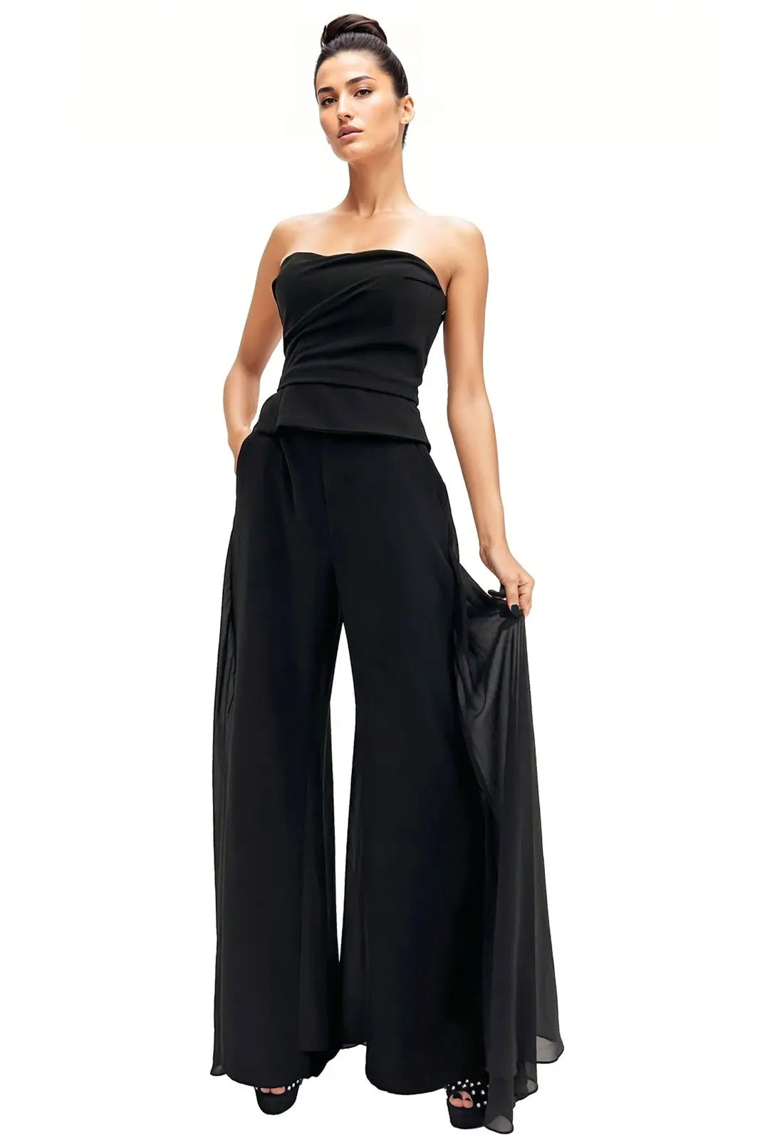 Strapless Hand Draped Knit Bustier Top Top Rene Ruiz Collection