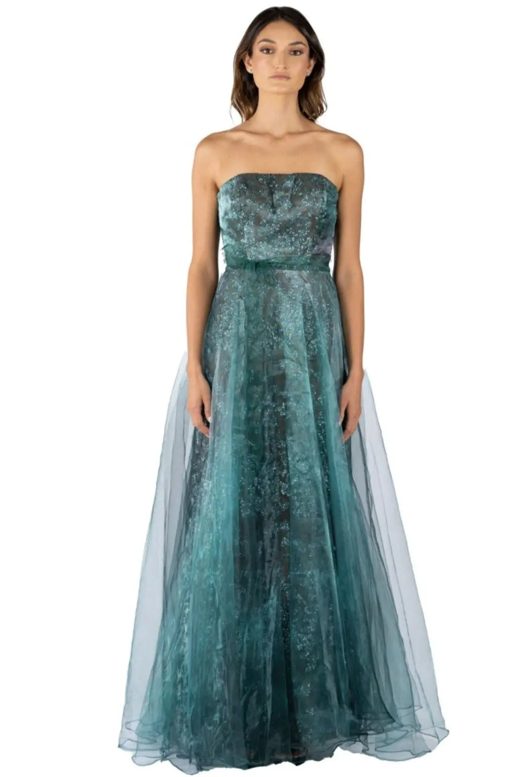 Strapless Organza Glitter Gown Gown Rene Ruiz Collection