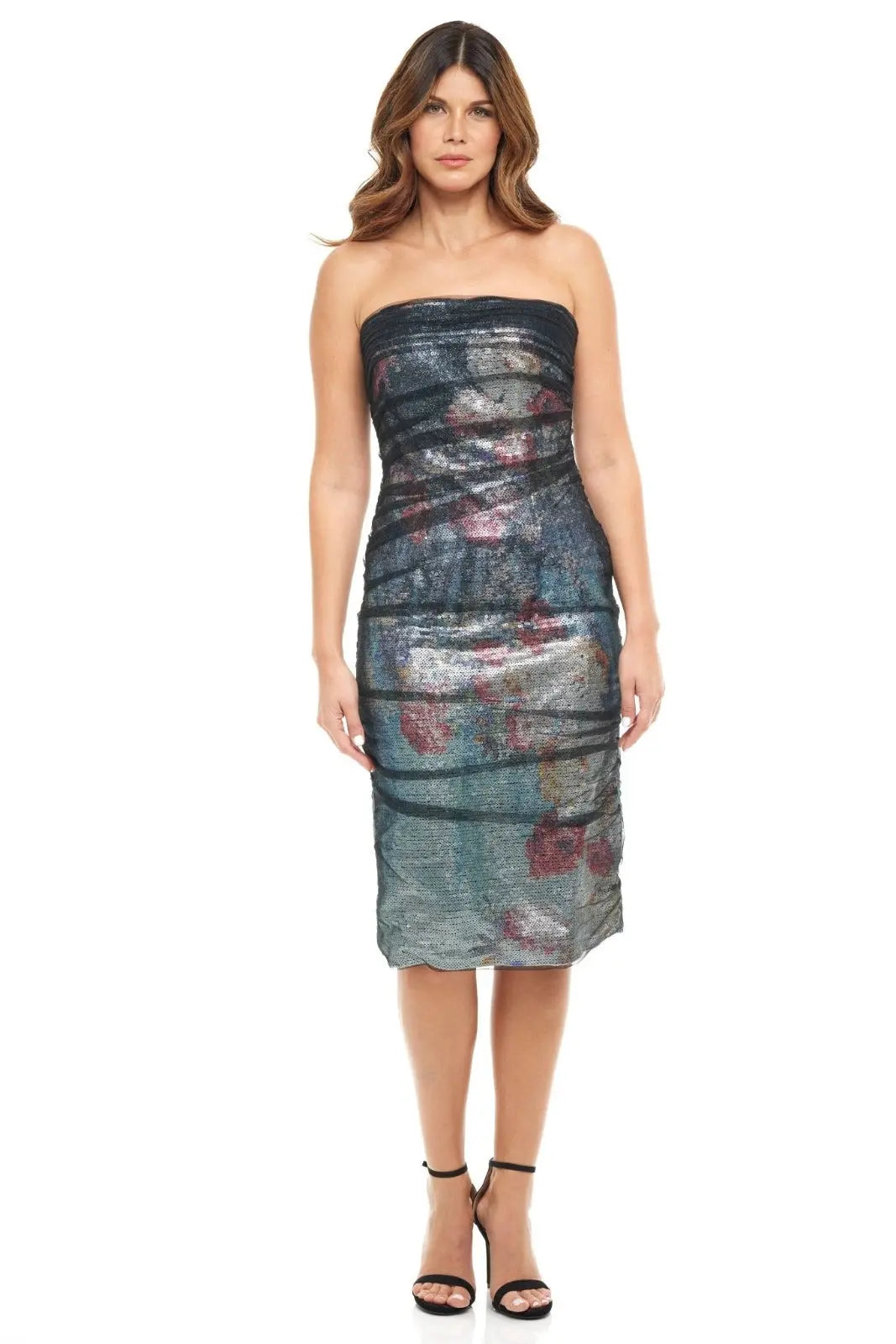 Strapless Sequin Midi Cocktail Rene Ruiz Collection