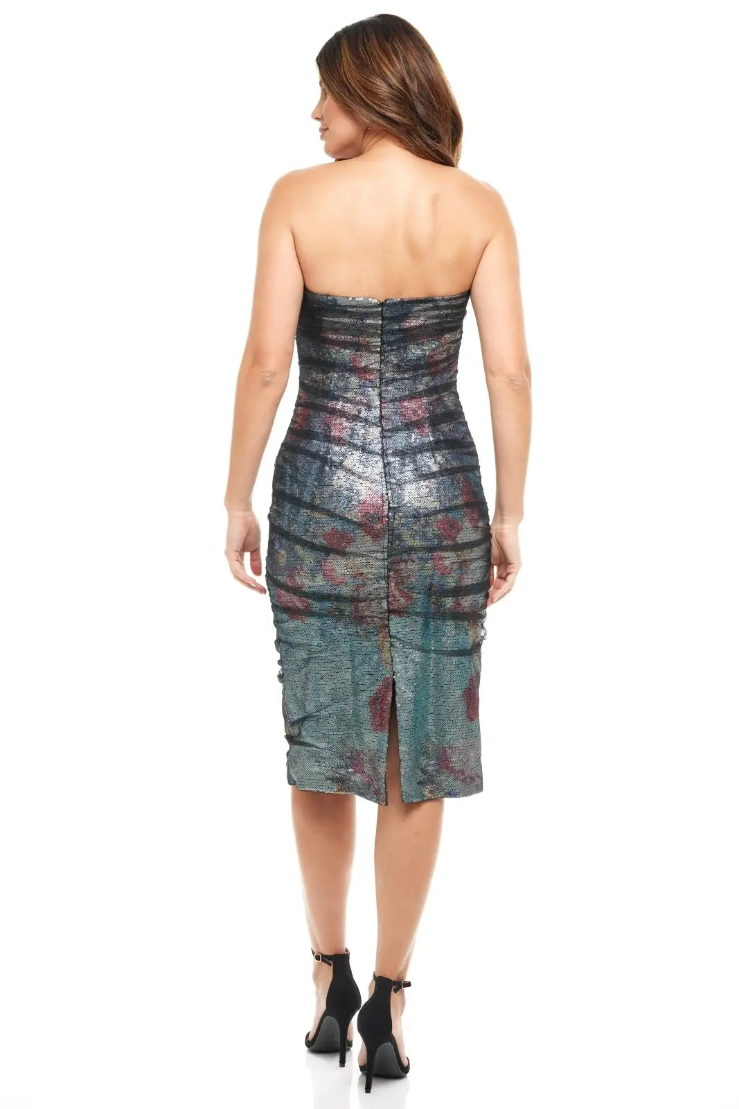 Strapless Sequin Midi Cocktail Rene Ruiz Collection