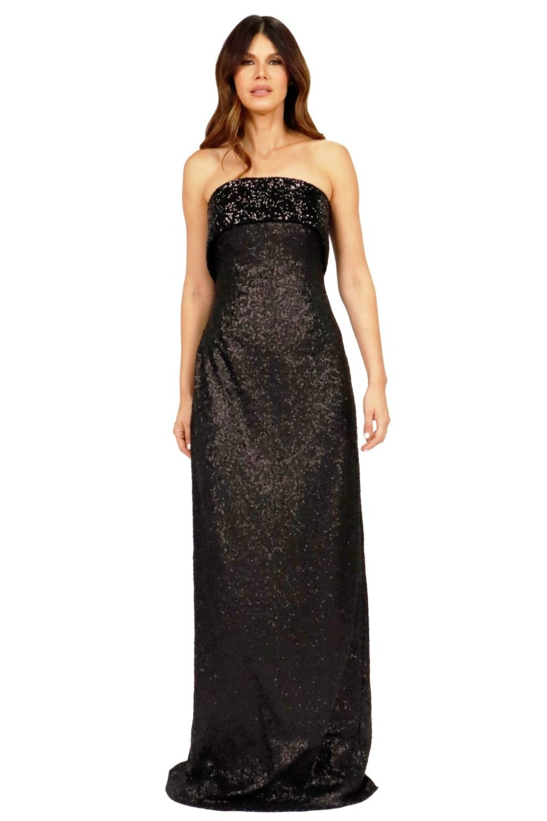 Strapless Sequin Gown with Bow