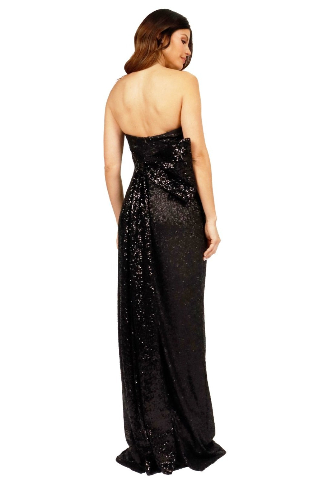 Strapless Sequin Gown with Bow