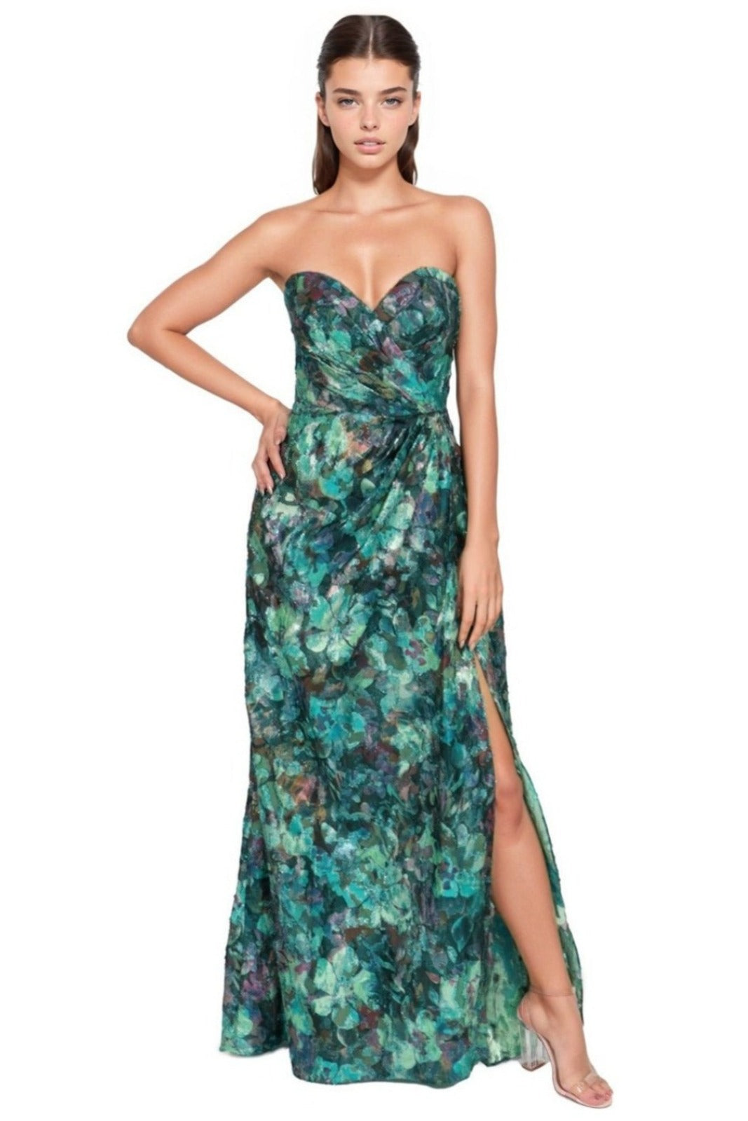 Strapless Sweetheart Draped Gown