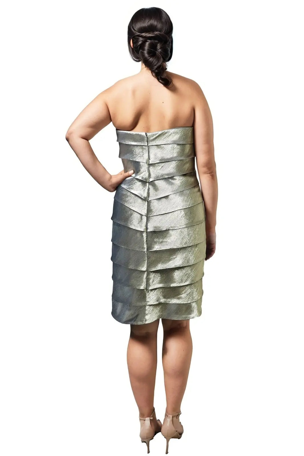 Strapless Tiered Bias Cut Faille Cocktail Cocktail Rene Ruiz Collection