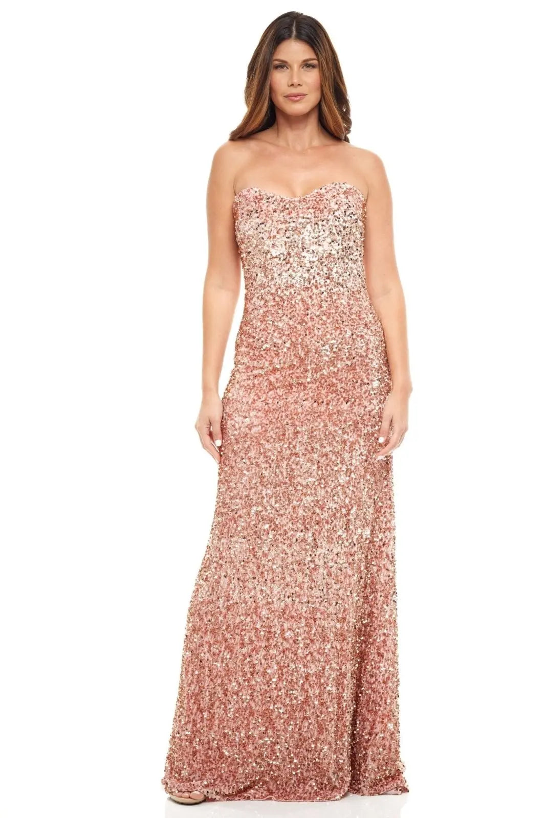 Strapless Plunging Sweetheart Neckline Gown Gown Rene Ruiz Collection 2 Pink