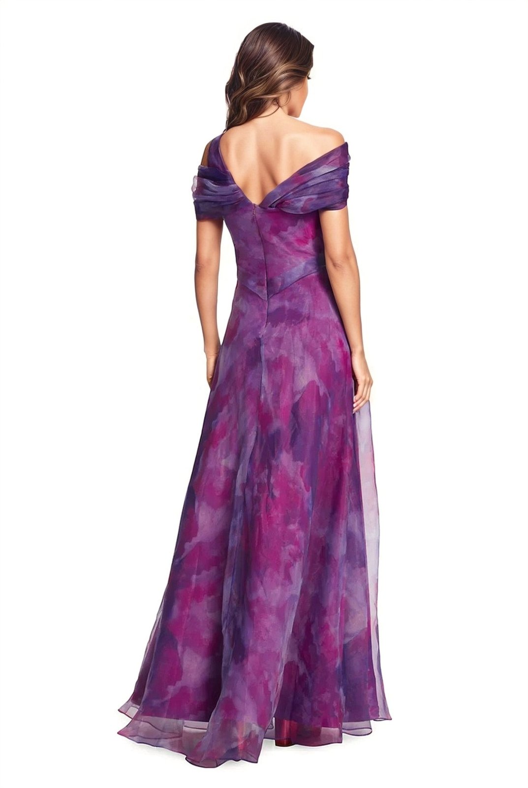 Twisted Off-The-Shoulder Organza Gown Gown Rene Ruiz Collection