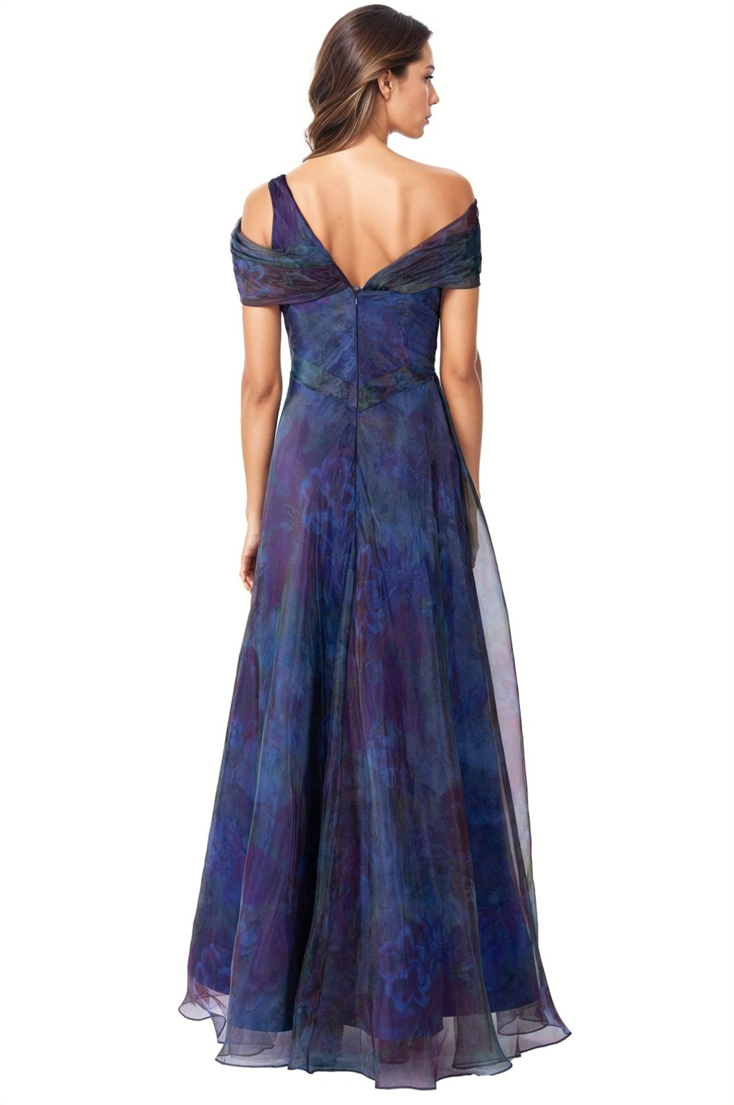 Twisted Off-The-Shoulder Organza Gown Gown Rene Ruiz Collection