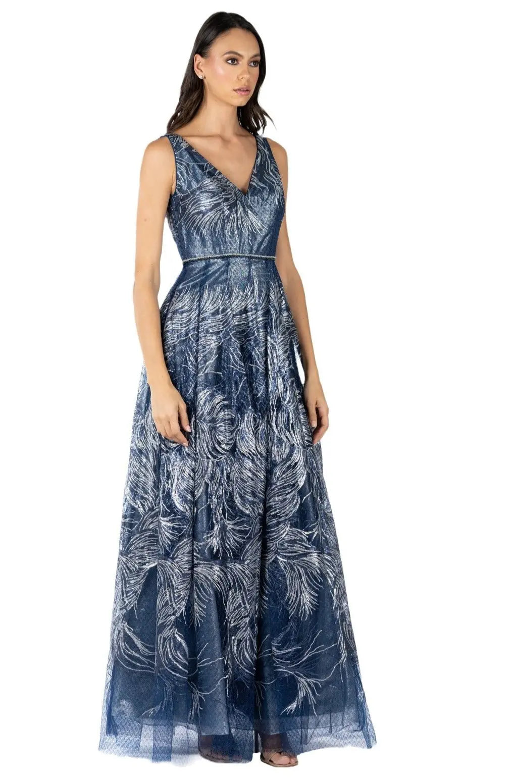 V-Neck Applique Gown