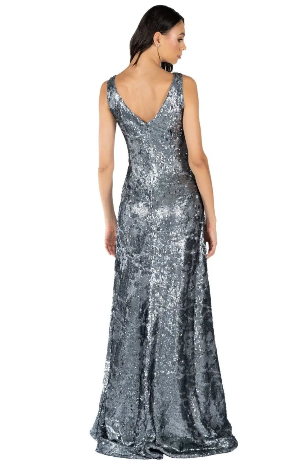 V-Neck Sequin Gown
