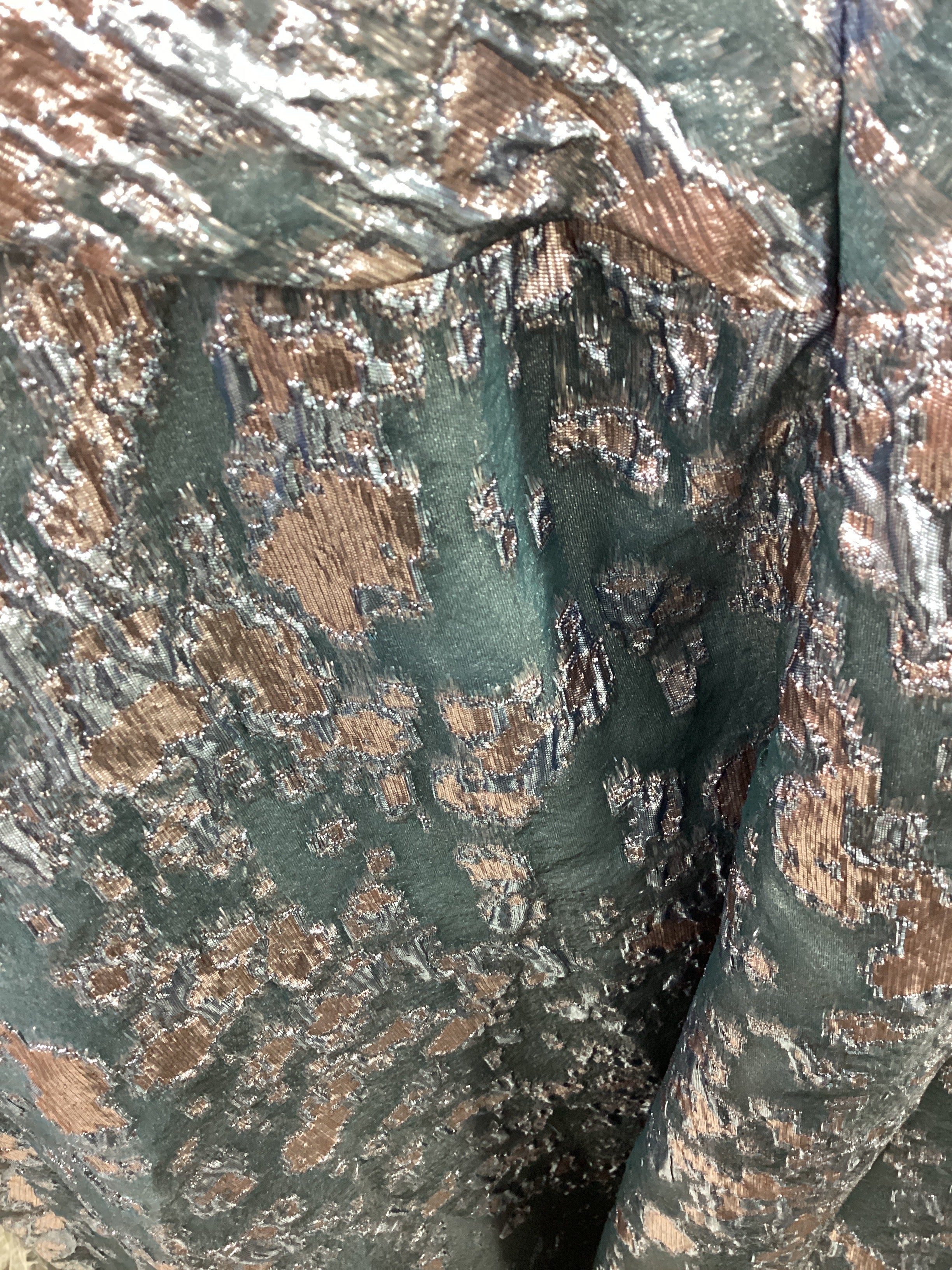 One Shoulder Fil Coupe Metallic Floral A-Line Gown Gown Rene Ruiz Collection