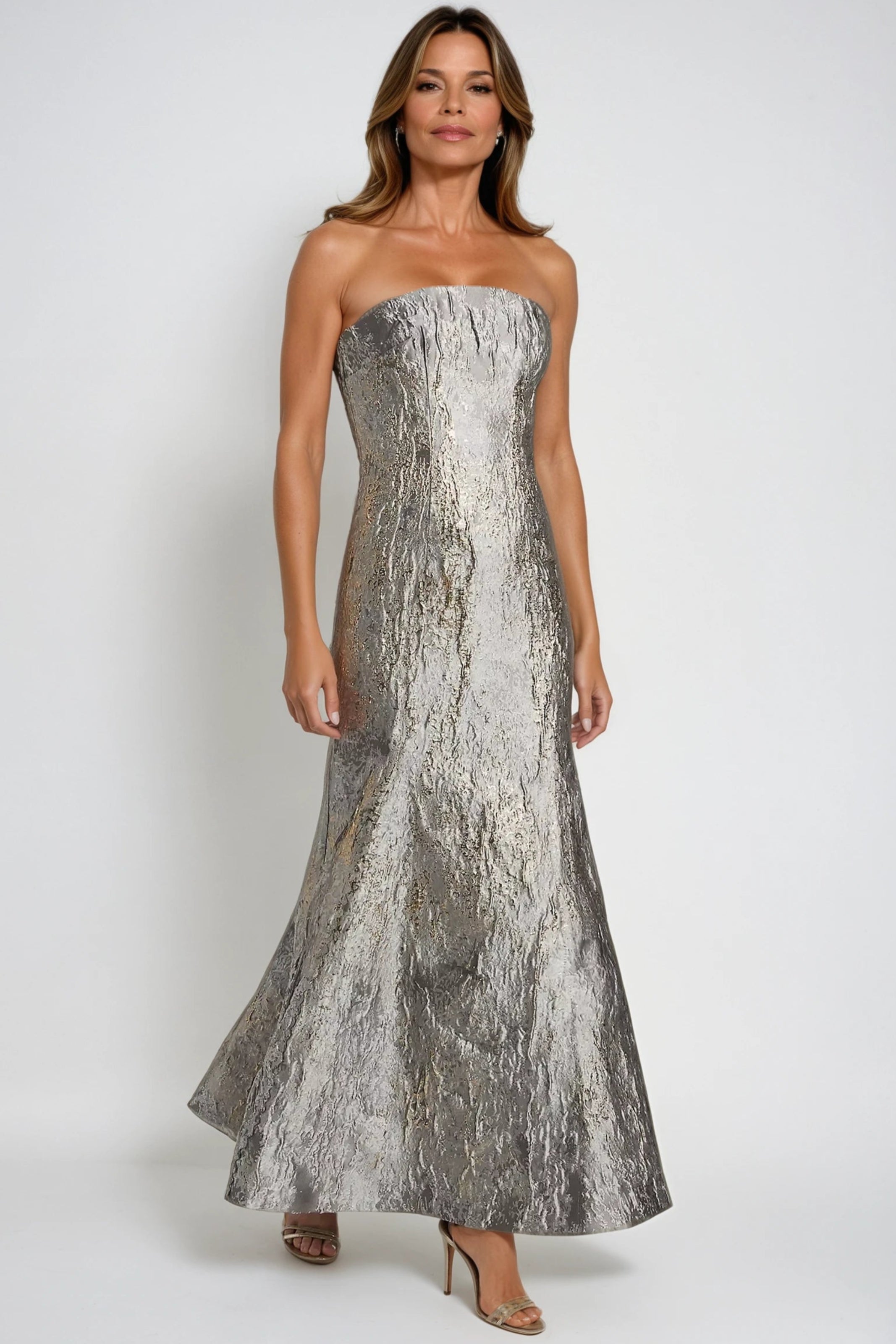Strapless Fit and Flare Brocade Gown (MANHASSET STOCK) Gown Rene Ruiz Collection