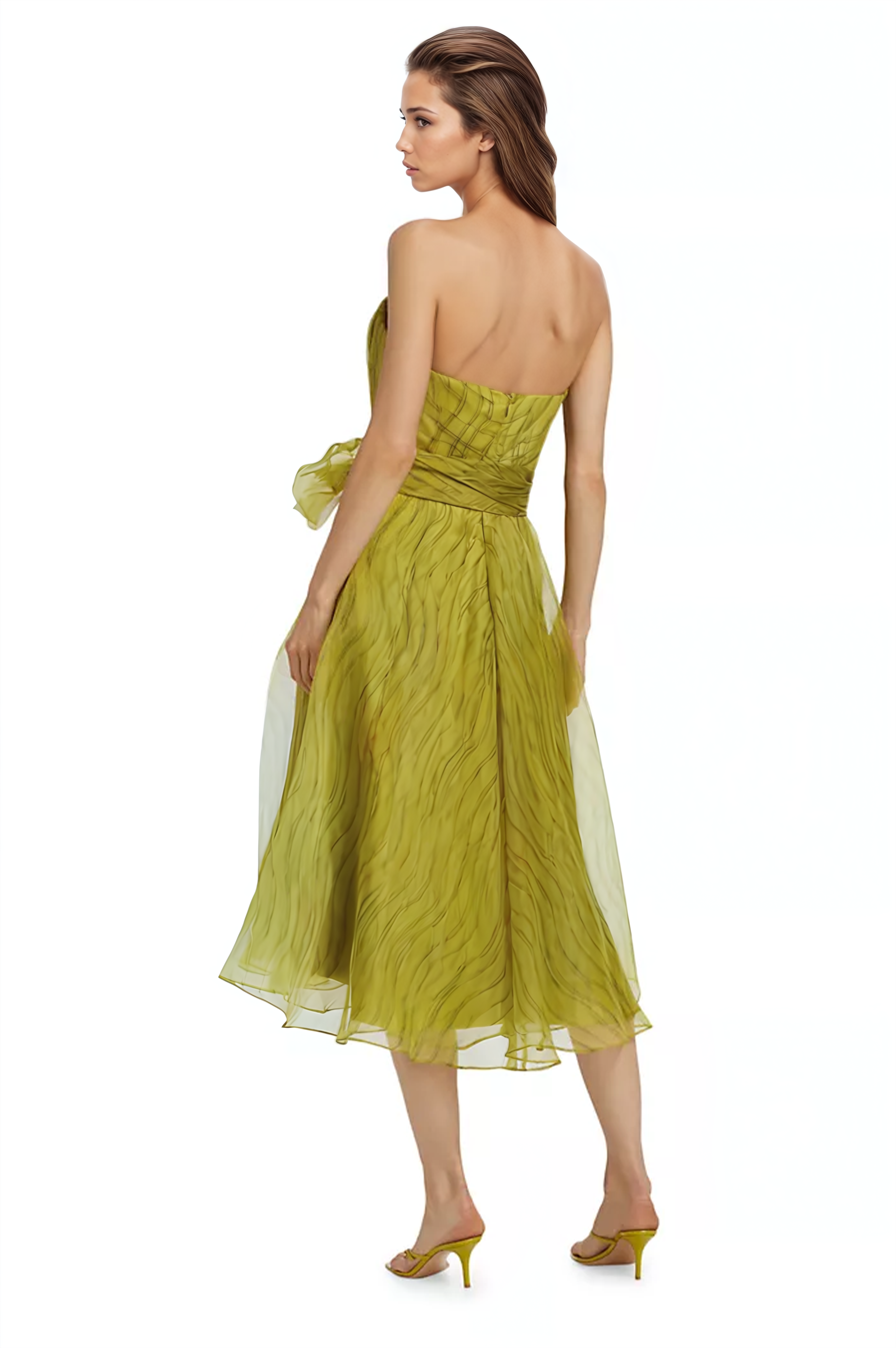 Strapless Organza Cocktail Dress With Ribbon Detail  