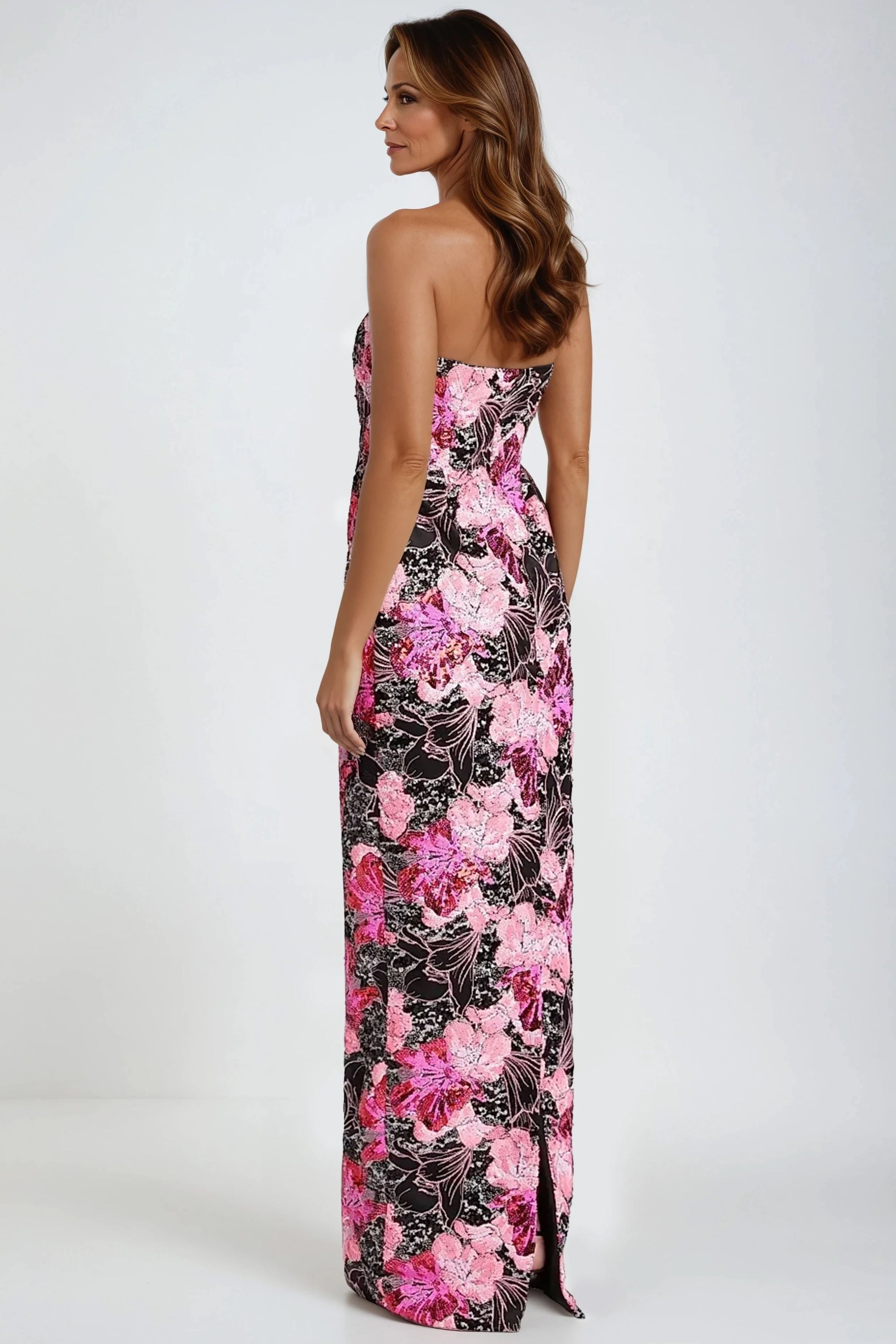 Sequin Strapless Column Gown (MANHASSET STOCK) Gown Rene Ruiz Collection