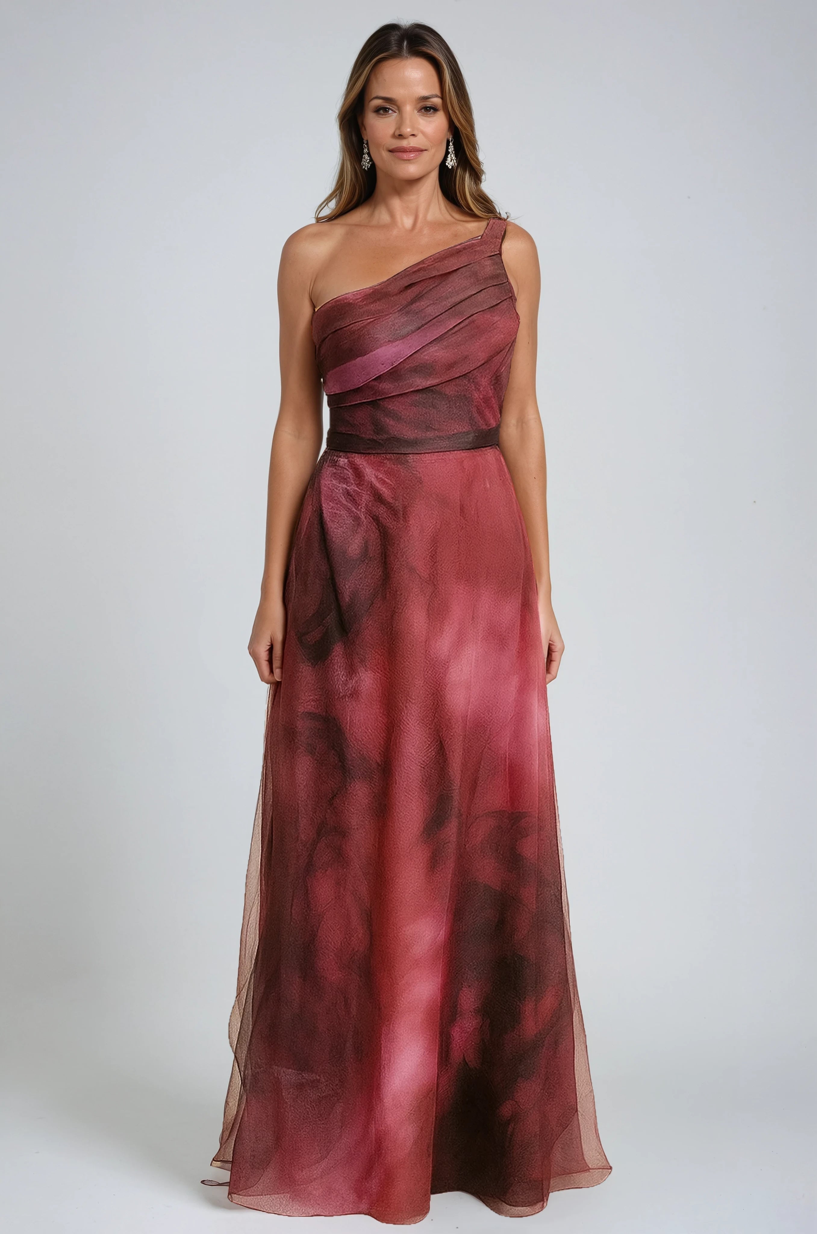 One Shoulder A-line Organza Gown