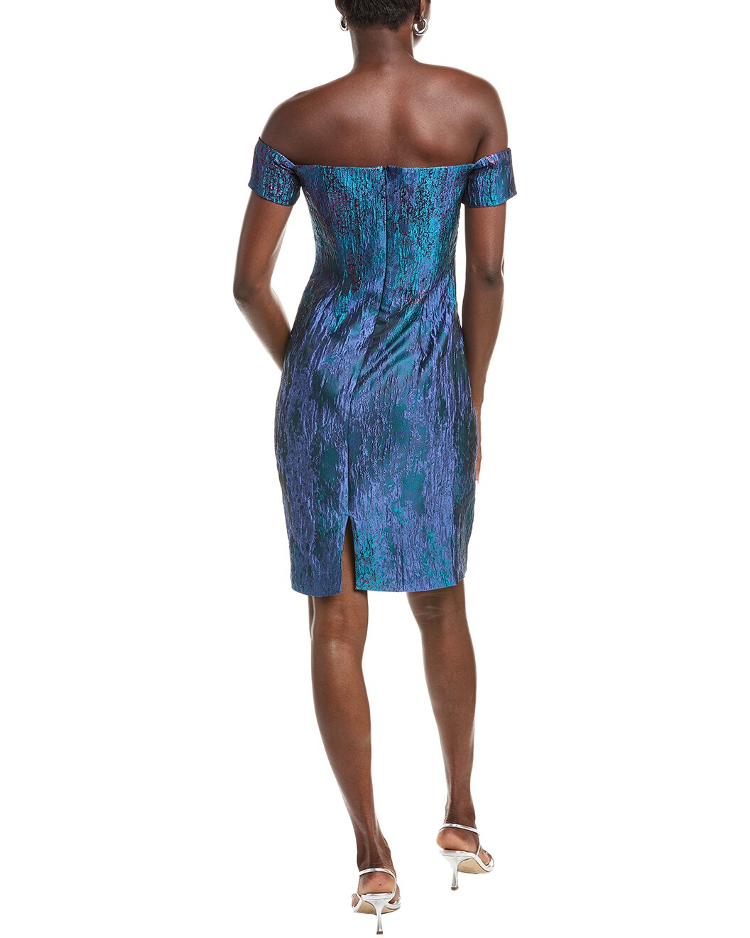 Off The Shoulder Jacquard Sheath Cocktail Cocktail Rene Ruiz Collection