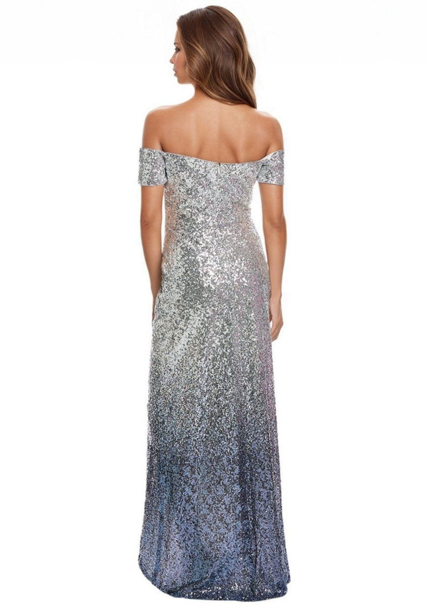 Off The Shoulder Sweetheart Sequin Column Gown