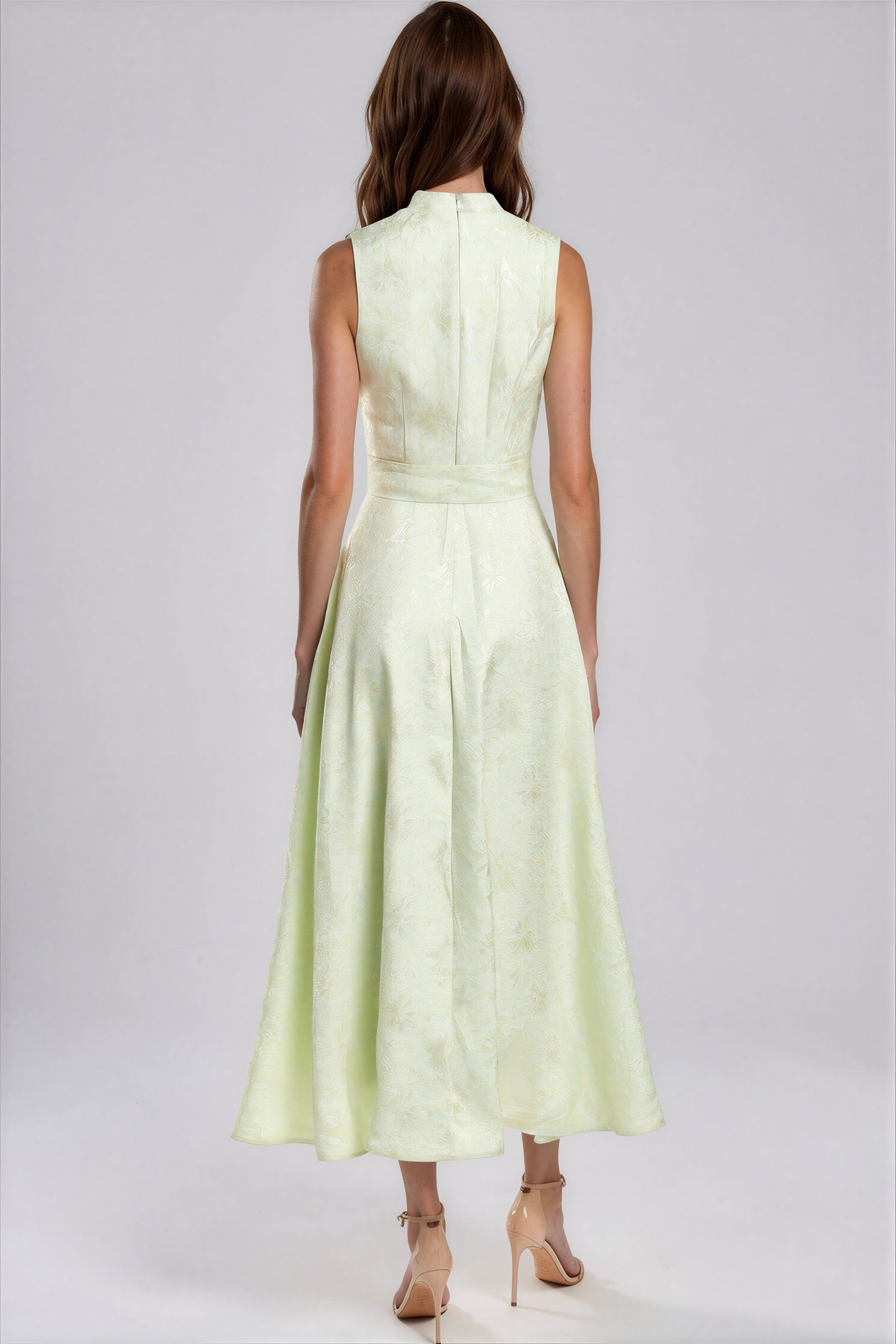 Sleeveless Mikado A-Line Midi Dress with Sash Belt Cocktail Rene Ruiz Collection