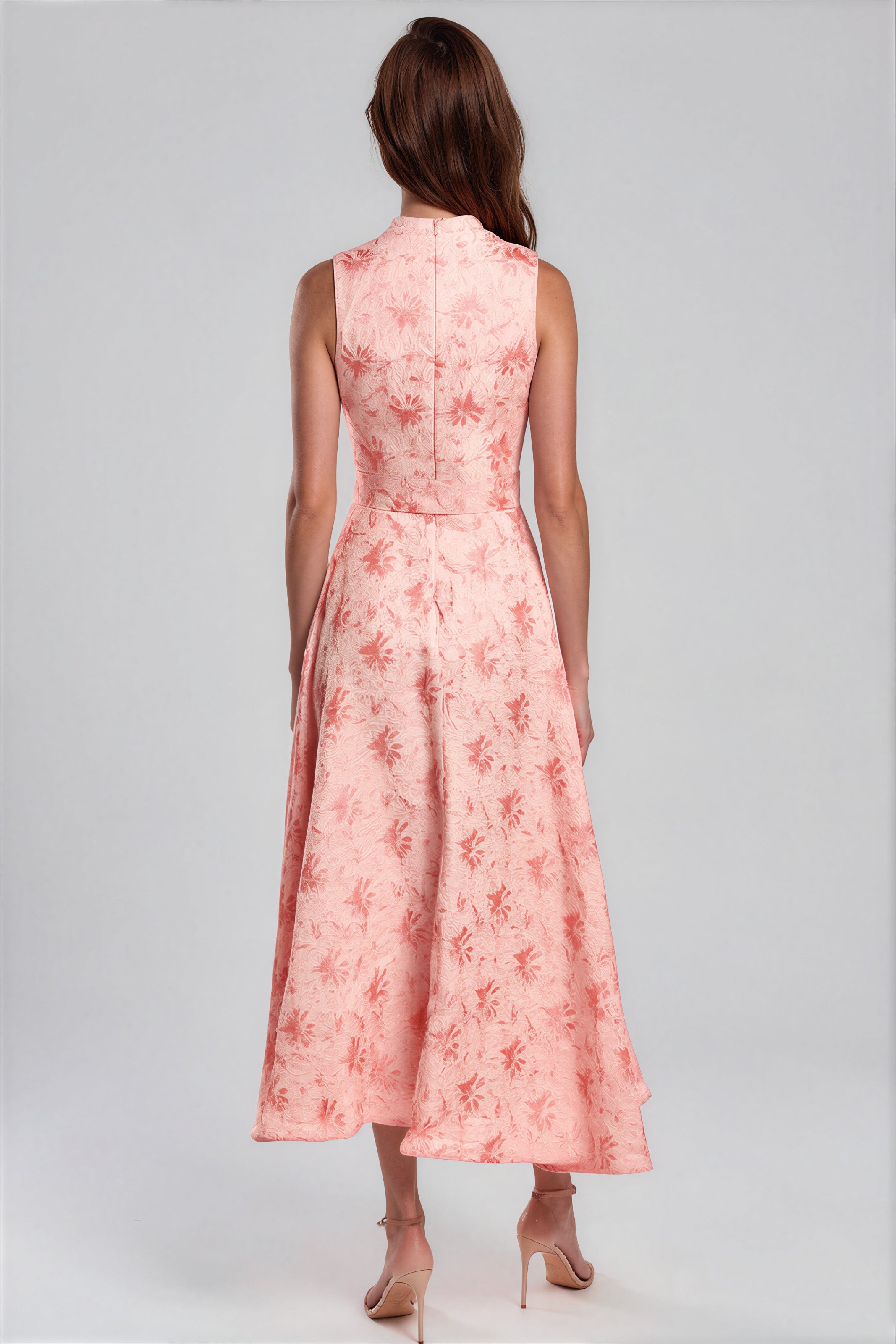 Sleeveless Mikado A-Line Midi Dress with Sash Belt Cocktail Rene Ruiz Collection