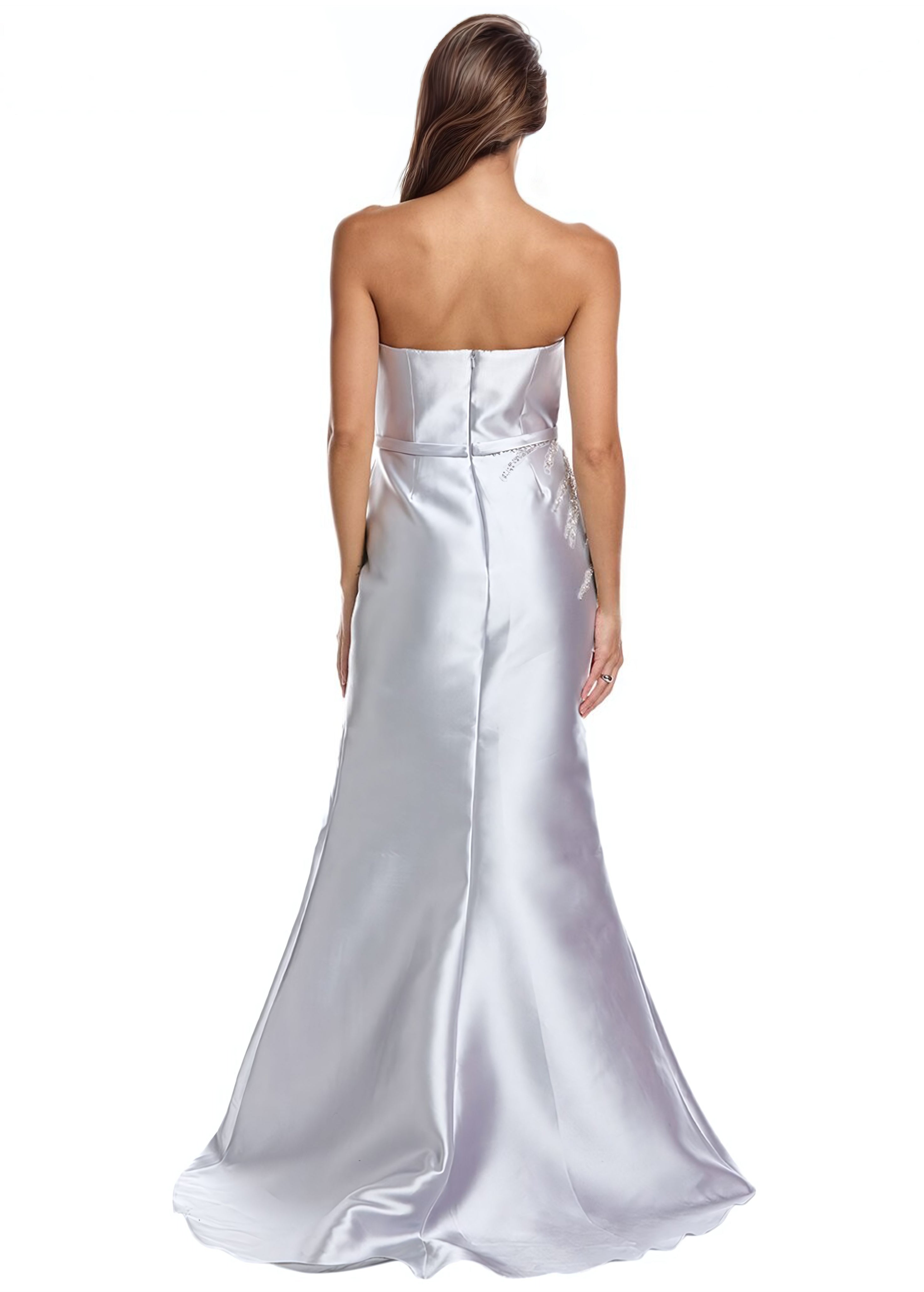 Strapless Metallic Bead Embellished Gown  