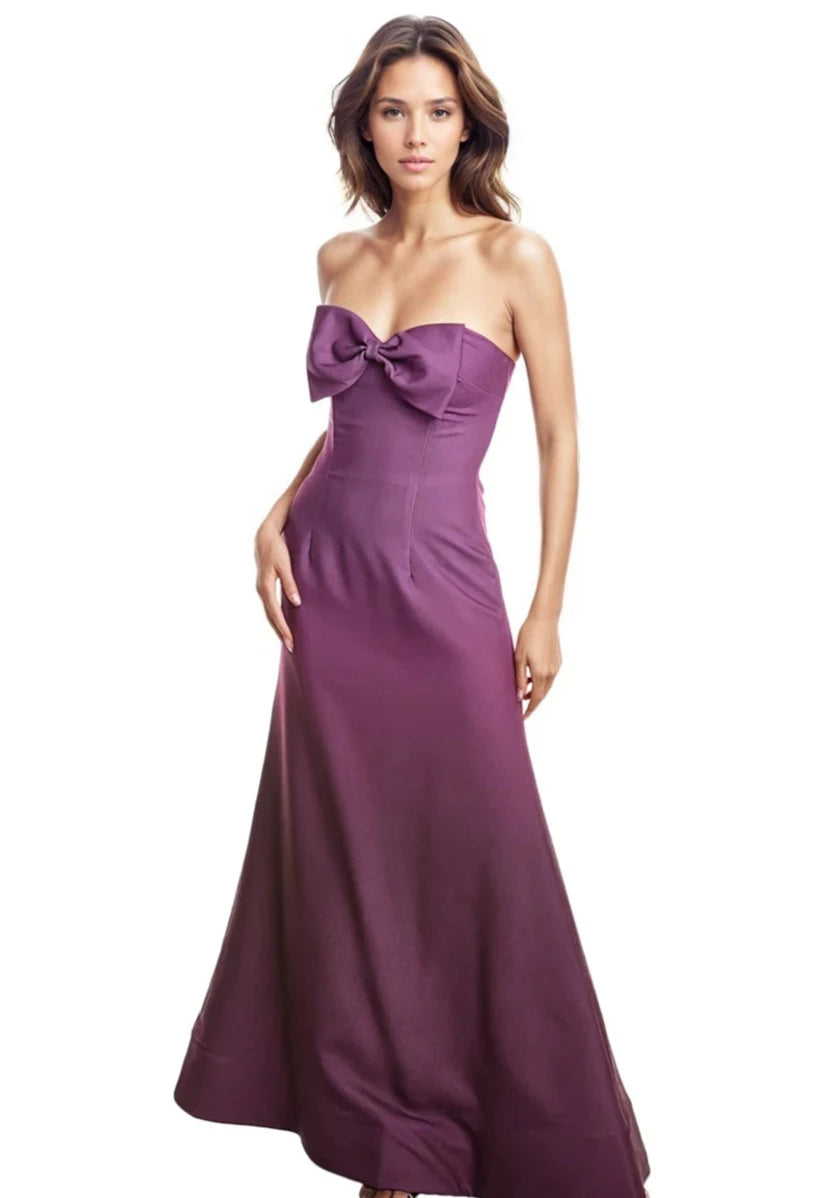 Strapless Fit and Flare with Bow Detail