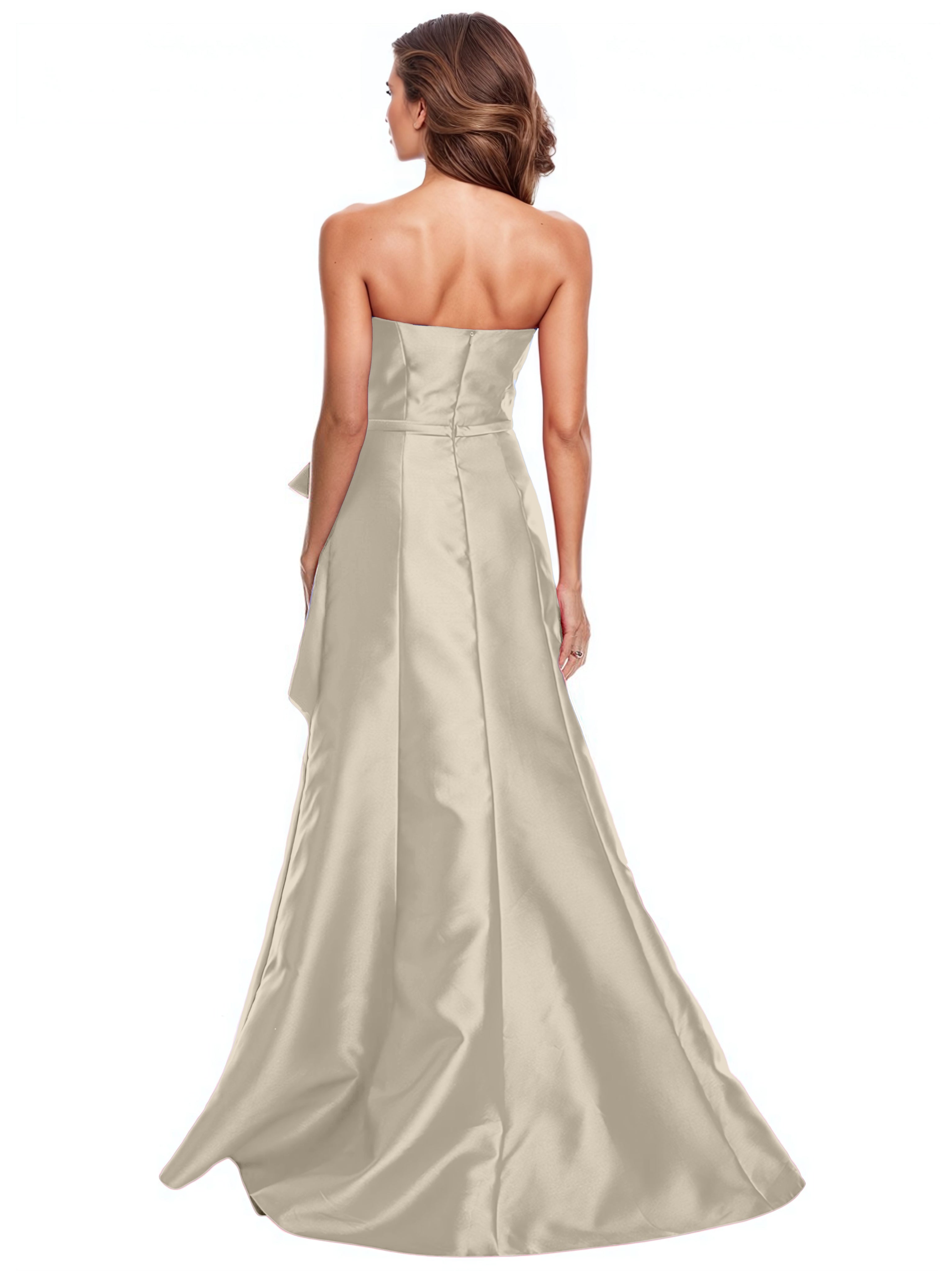 Strapless Ruffle Bow A-Line Gown  