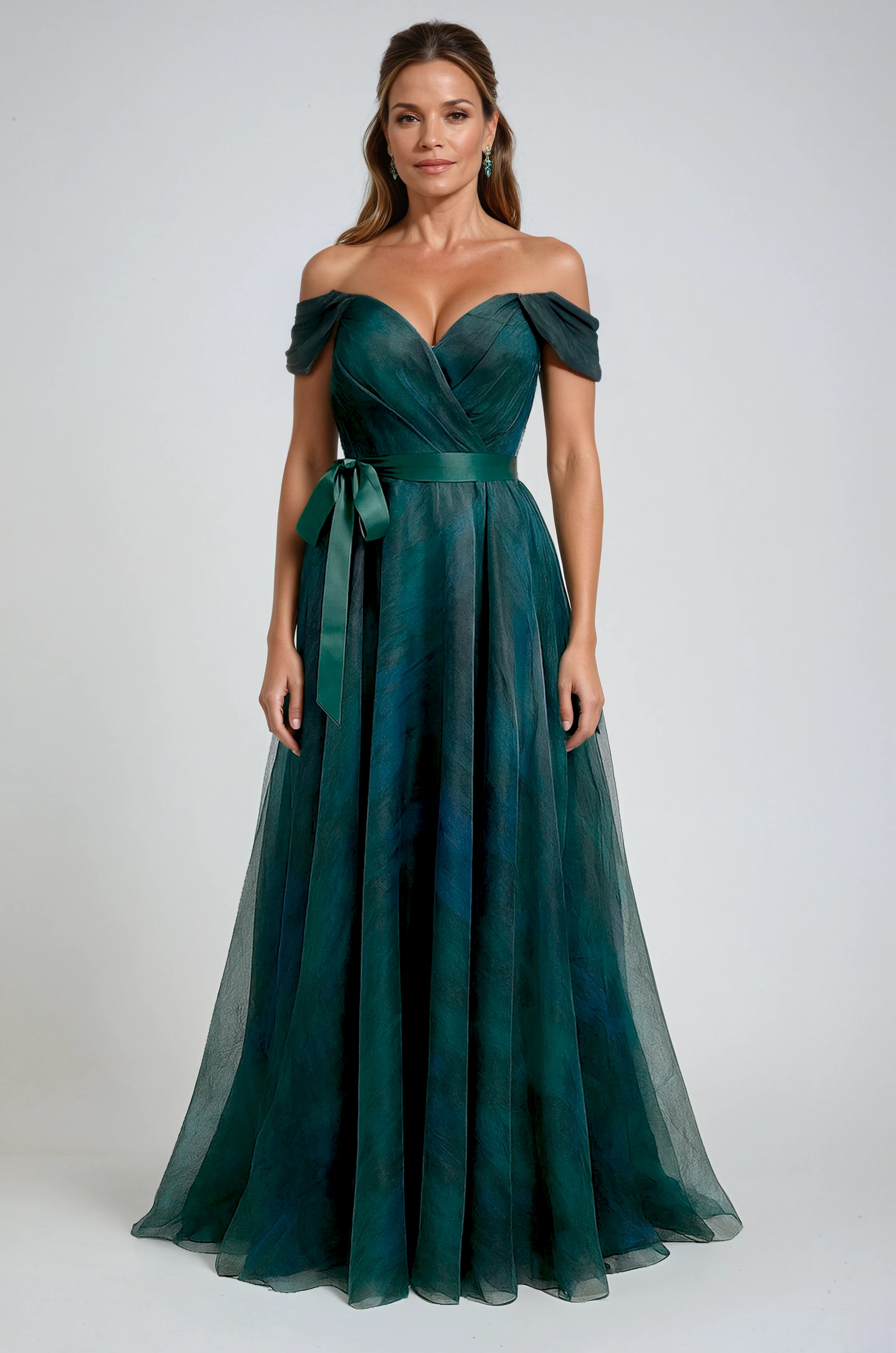 Off The Shoulder Organza Sweetheart A-Line Gown Gown Rene Ruiz Collection