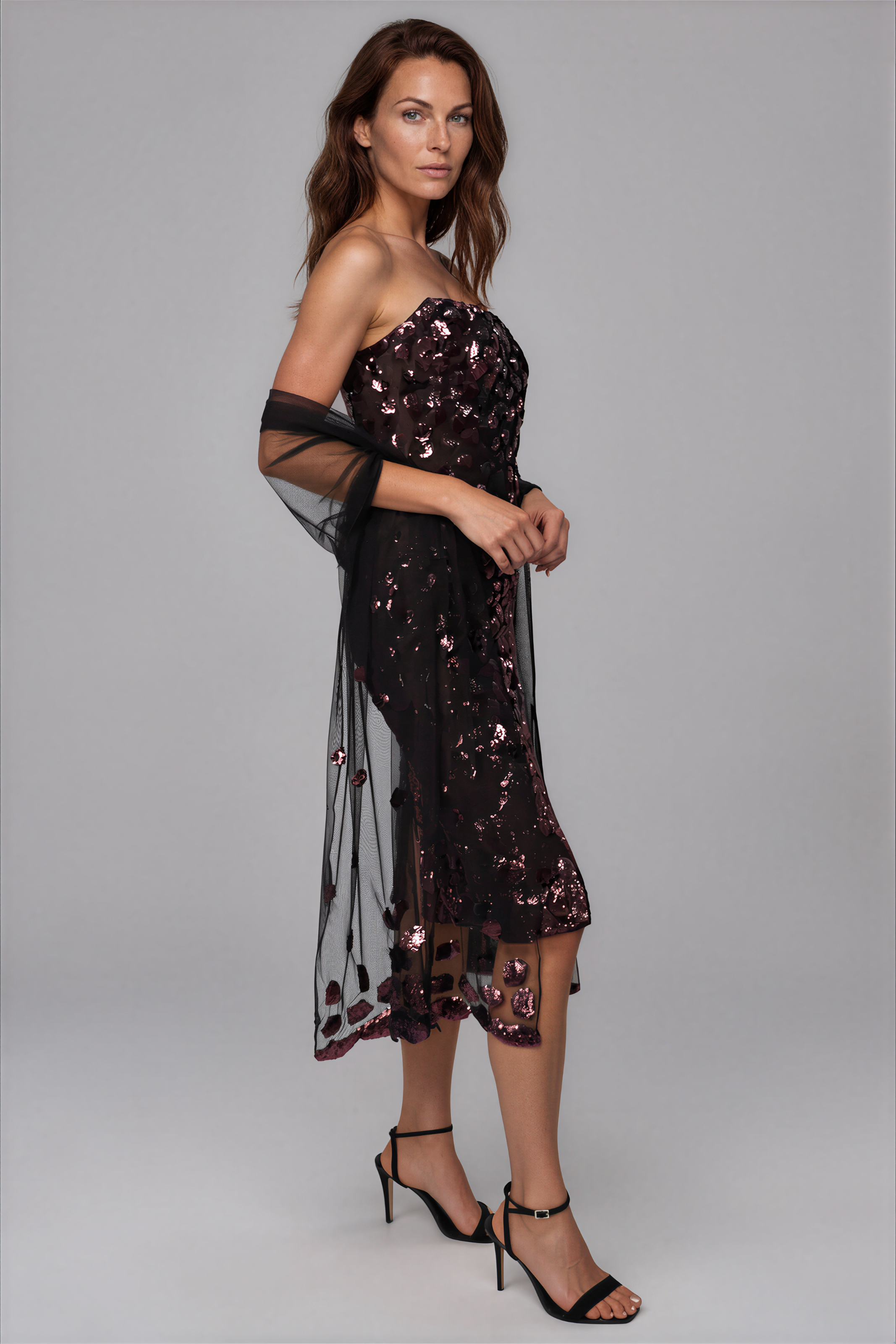 Embroidered Tulle Shawl Accessory Rene Ruiz Collection