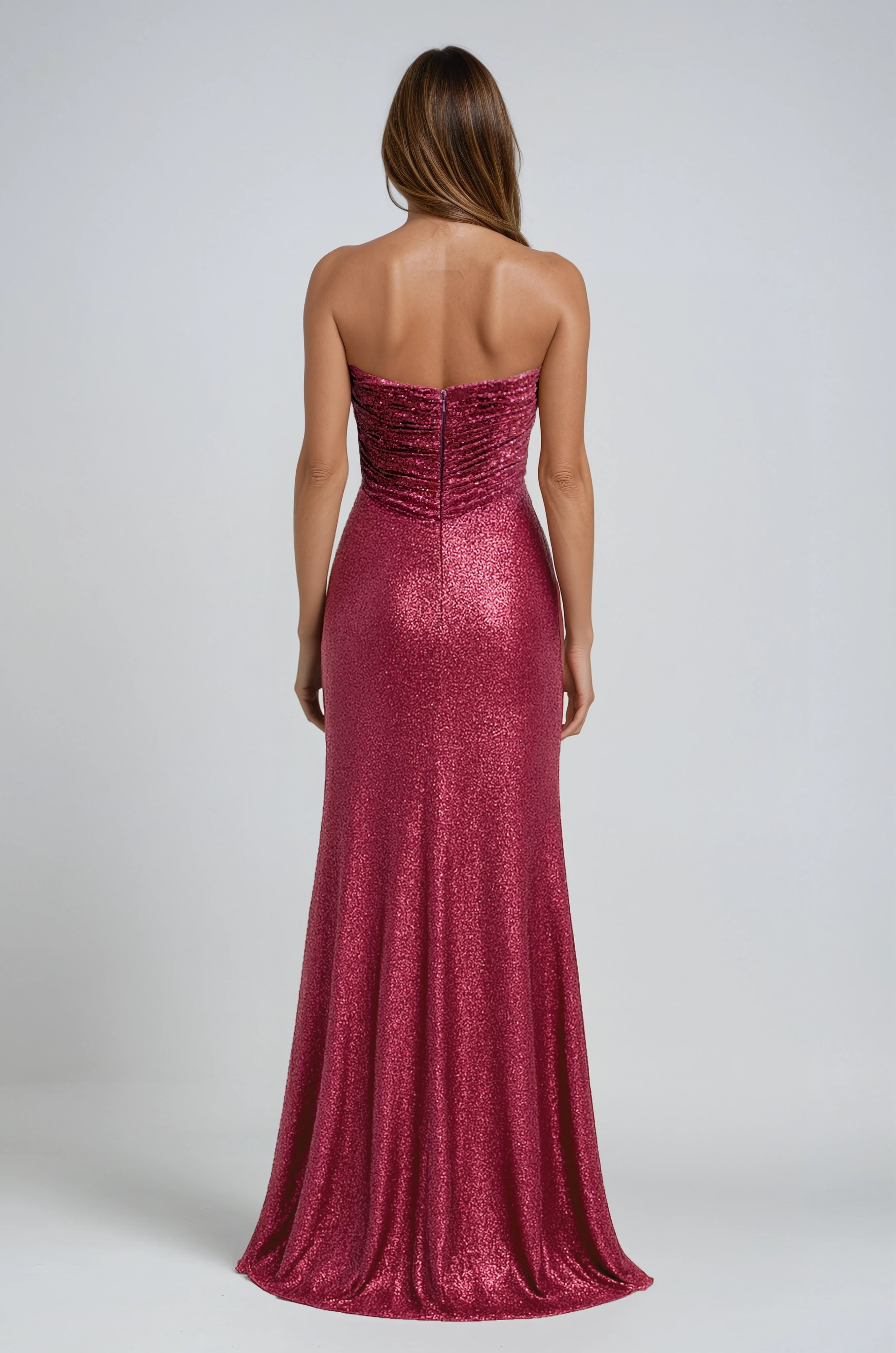 Strapless Sweetheart Sequin Fit And Flare Gown Gown Rene Ruiz Collection