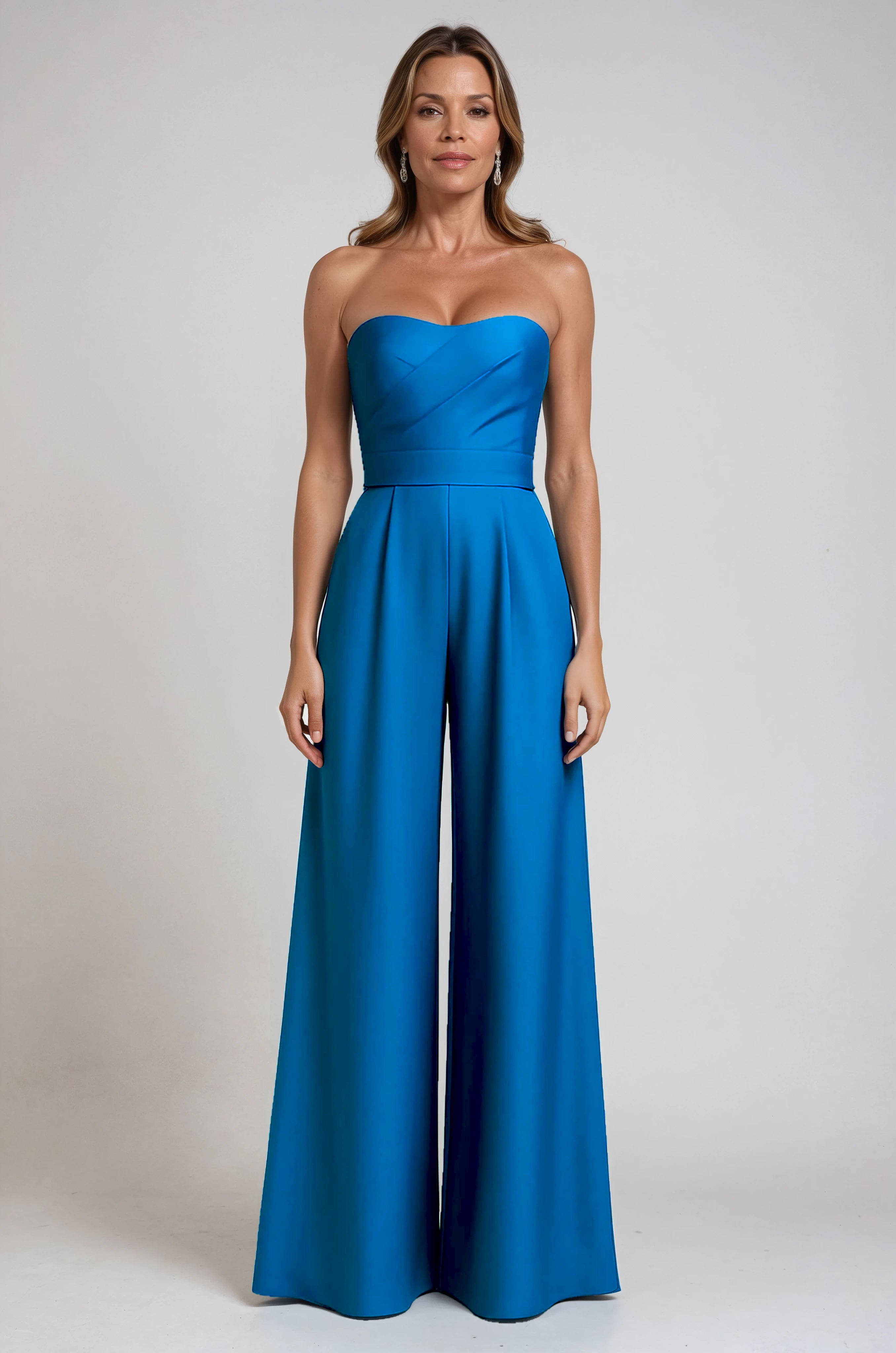 Strapless Pleated Crepe Jumpsuit Jumpsuit Rene Ruiz Collection