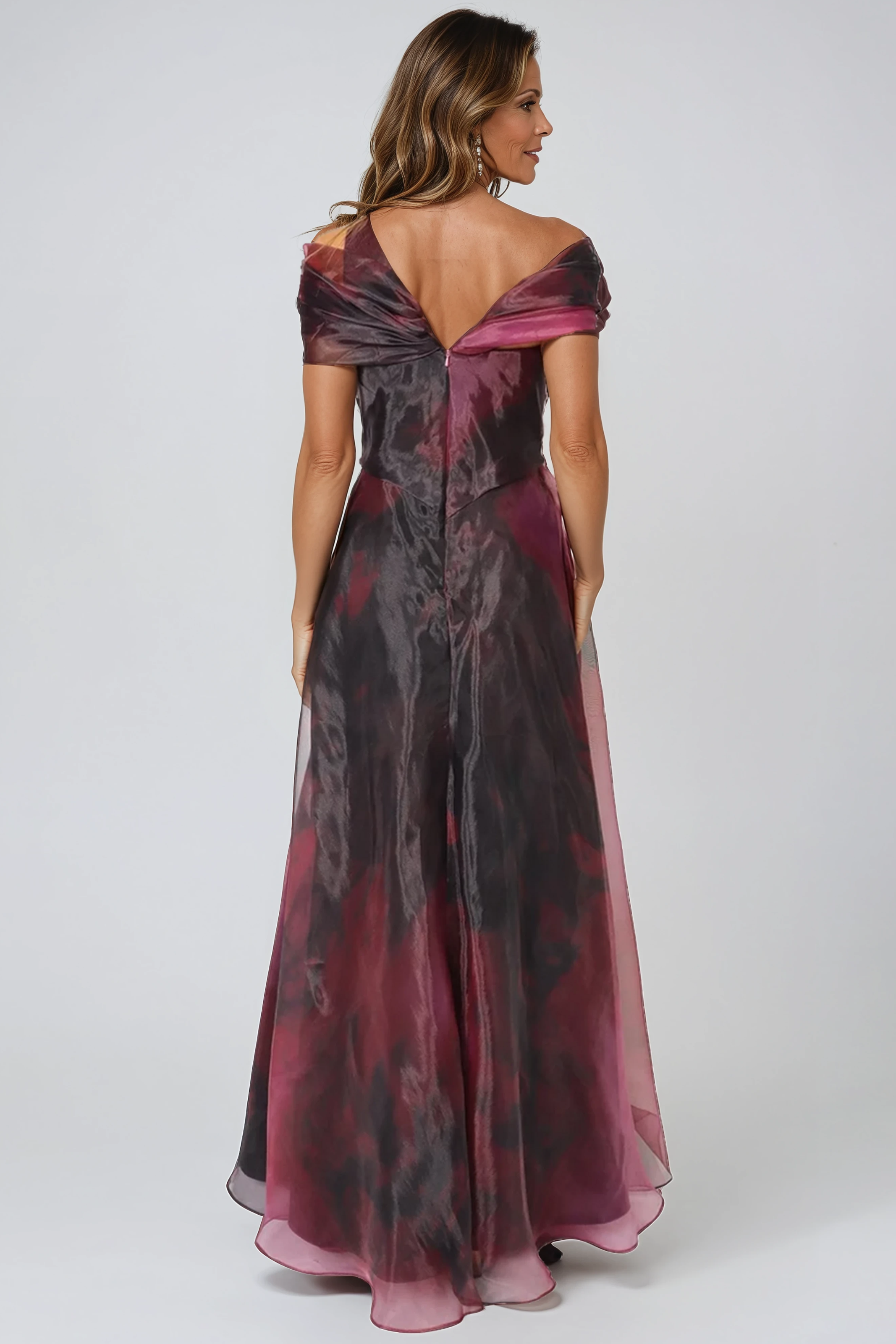 Twisted Off-The-Shoulder Organza Gown Gown Rene Ruiz Collection