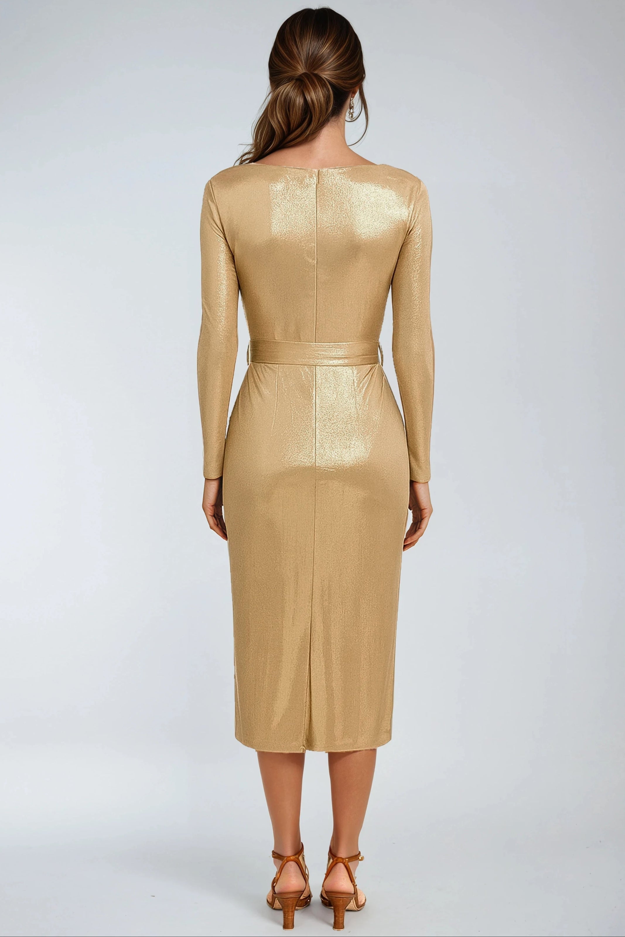 V-Neck Long Sleeve Scuba Cocktail Dress Cocktail Rene Ruiz Collection