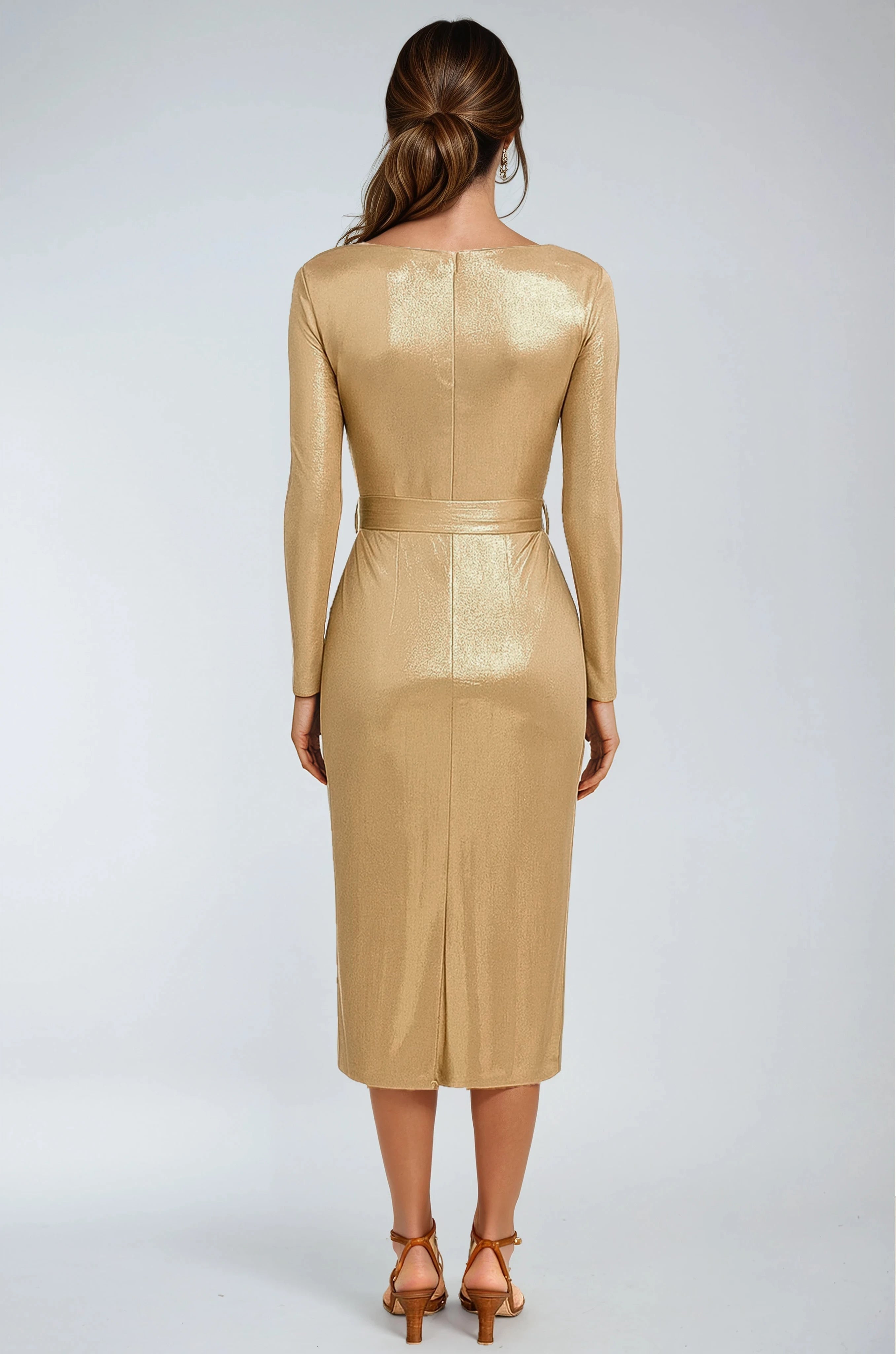 V-Neck Long Sleeve Scuba Cocktail Dress Cocktail Rene Ruiz Collection