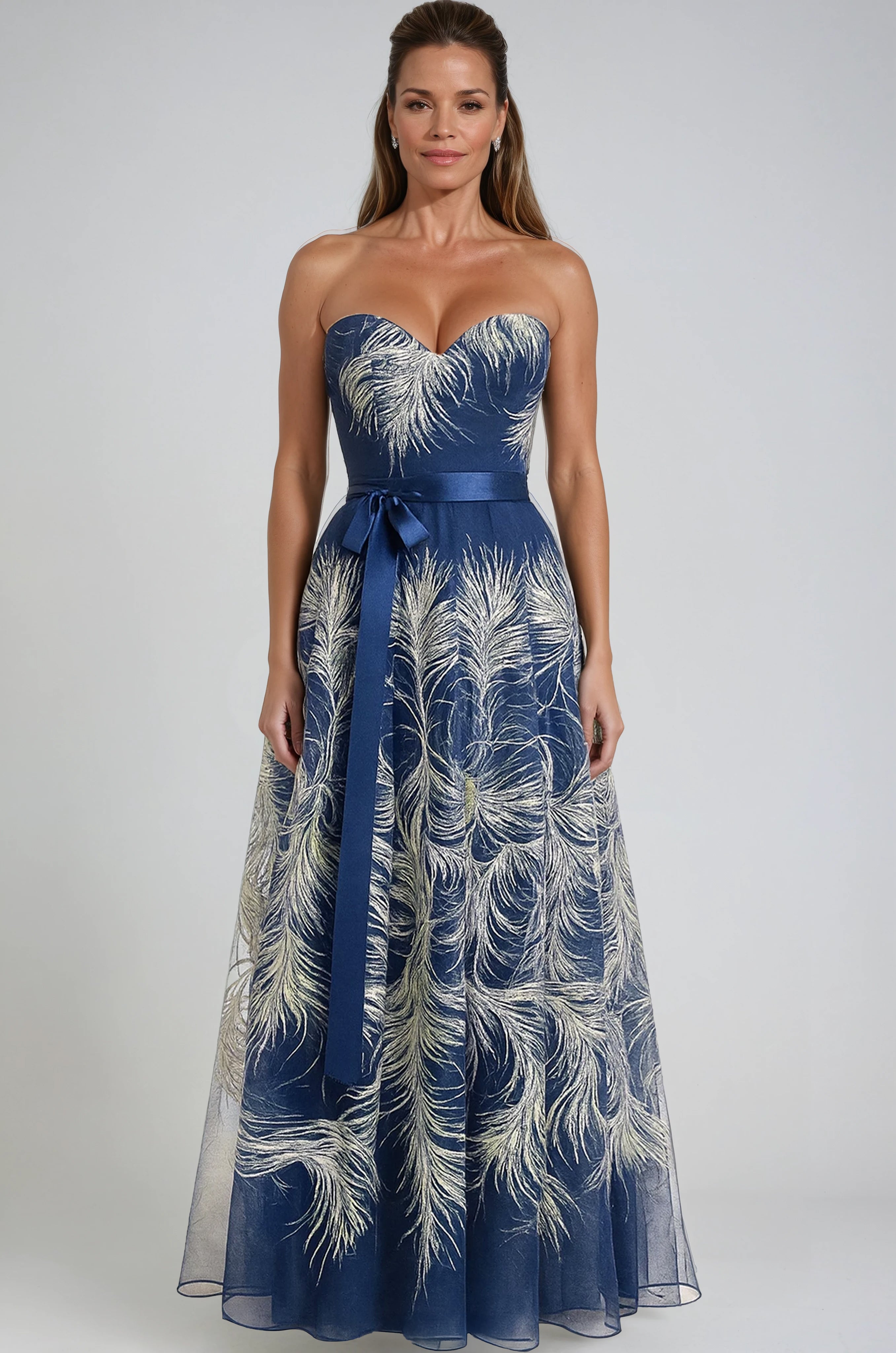 Strapless Sequin Embroidered Tulle A-Line Gown