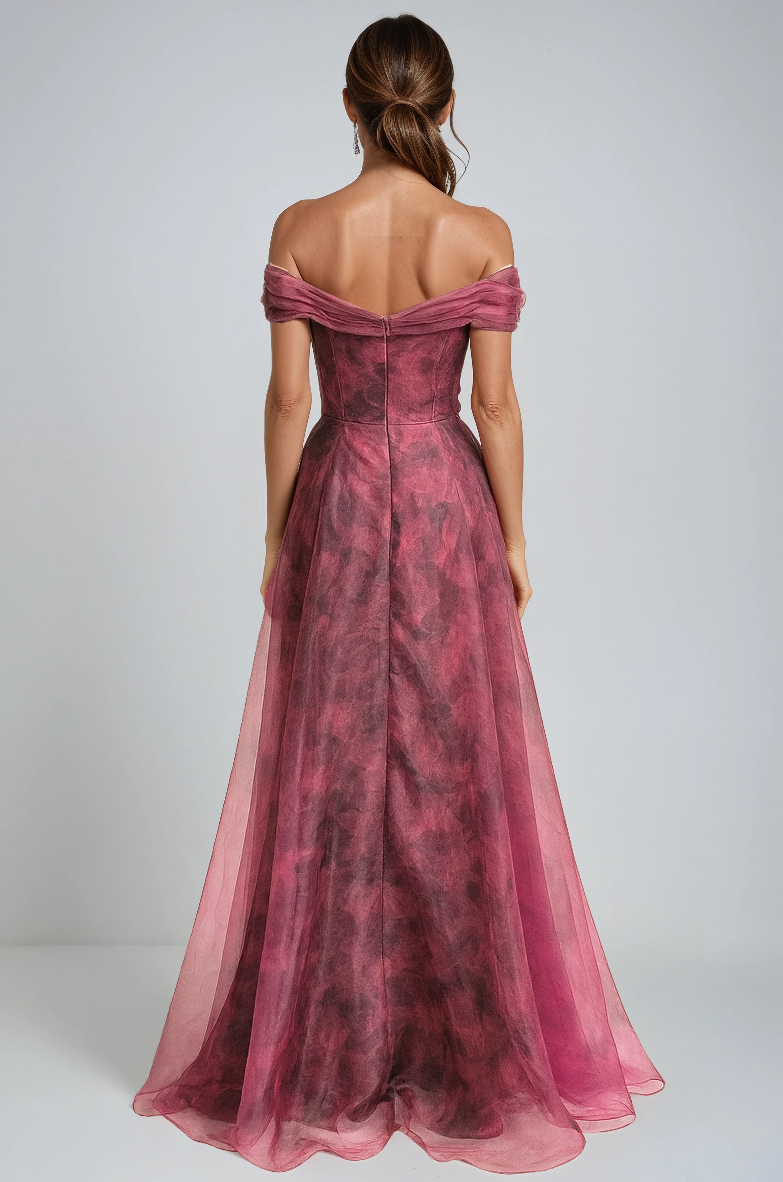 Off The Shoulder Organza A-Line Gown Gown Rene Ruiz Collection