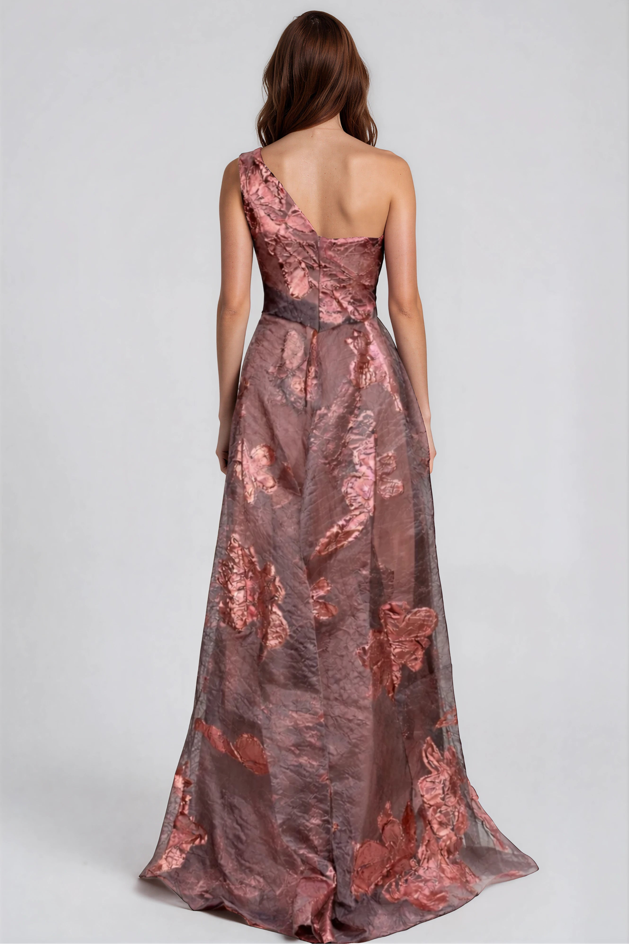 One Shoulder A-line Fil Coupe Gown Gown Rene Ruiz Collection